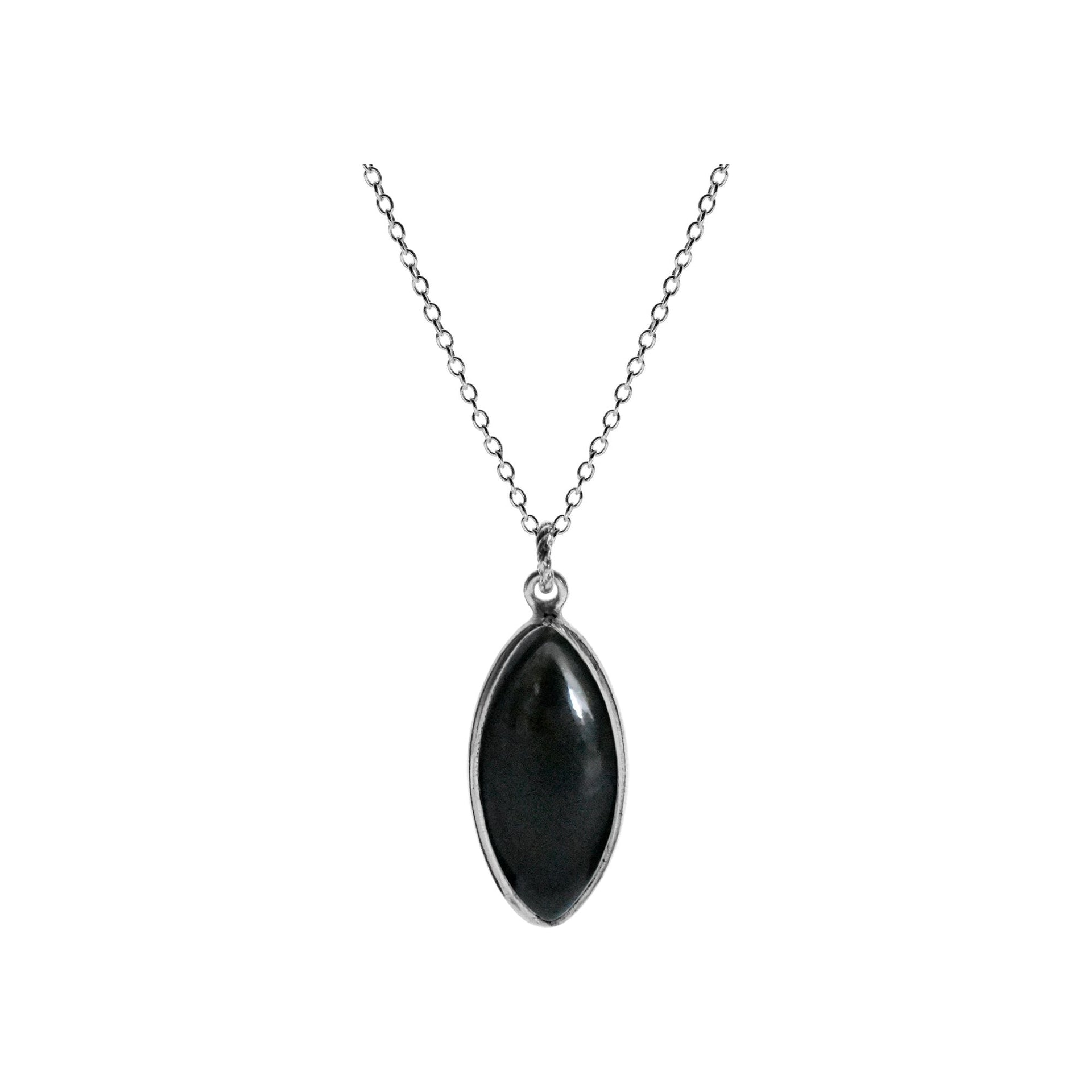 Bridget large marquis black onyx necklace