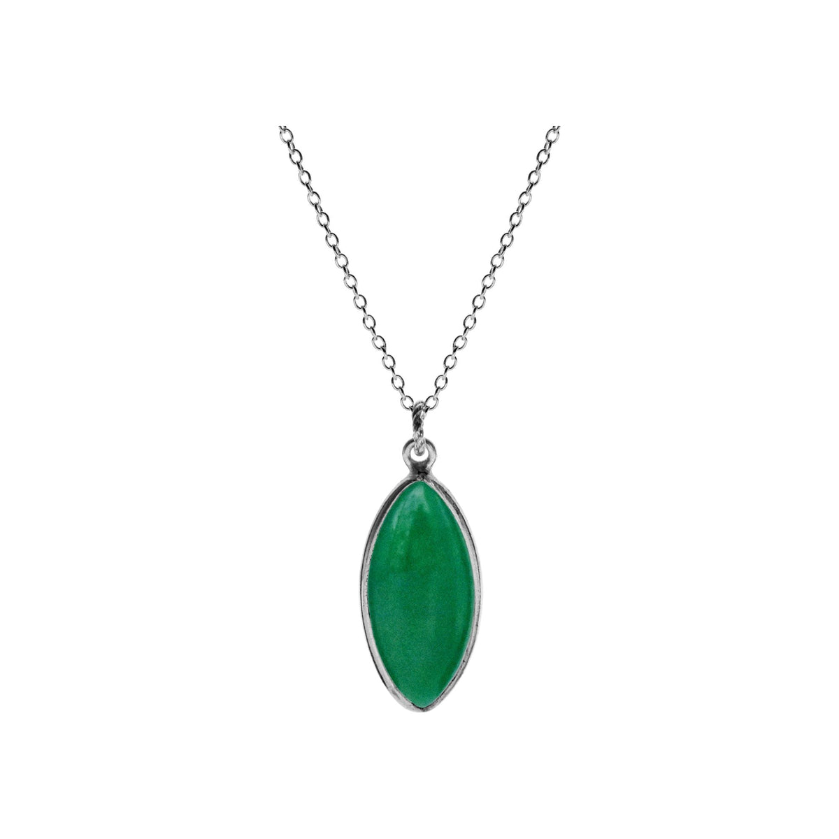 Bridget large marquis green agate necklace