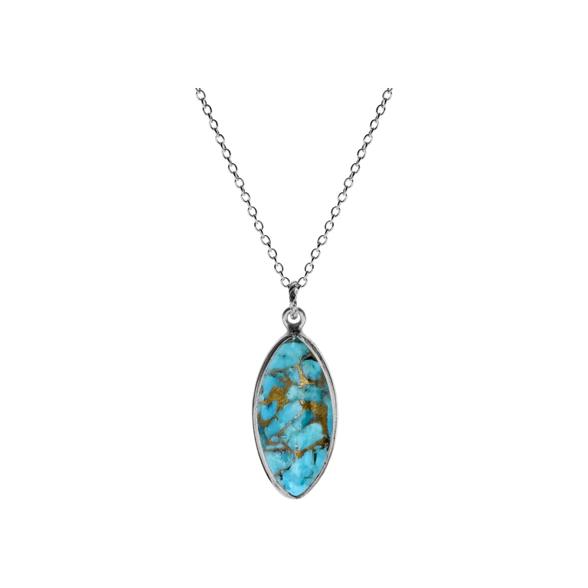 Bridget large marquis blue mohave necklace