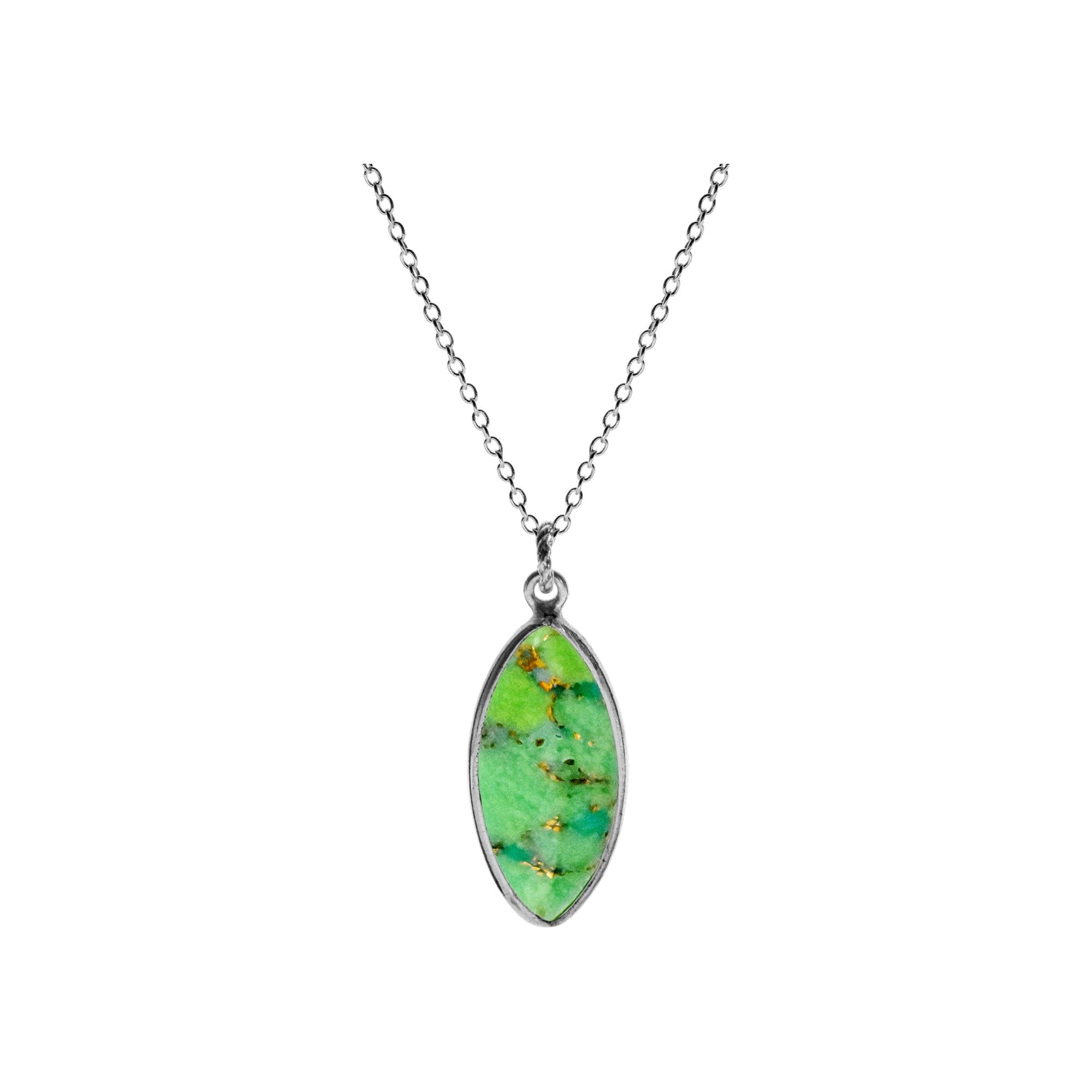 Bridget large marquis green mohave necklace