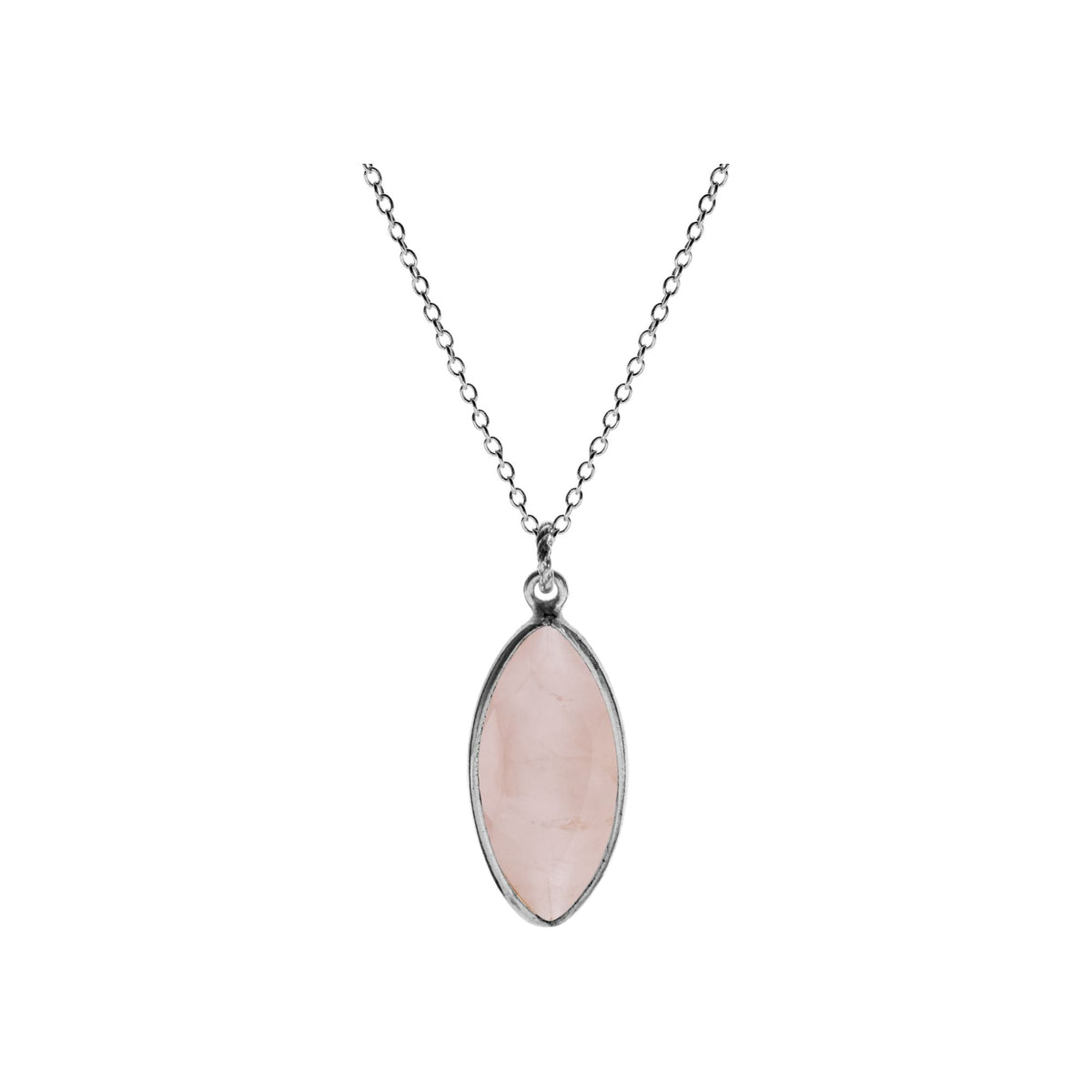 Bridget large marquis rose quartz necklace