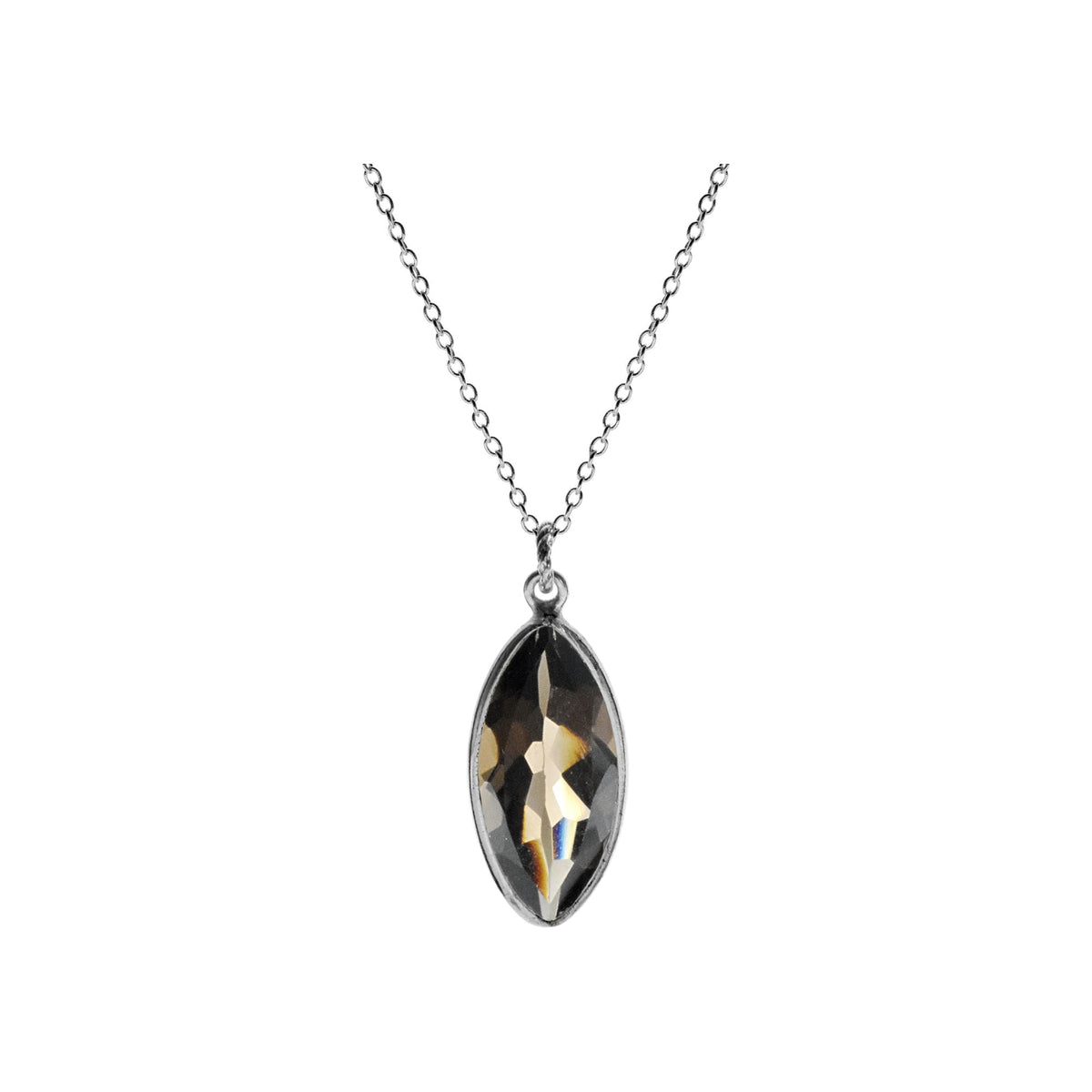 Bridget large marquis smokey quartz necklace