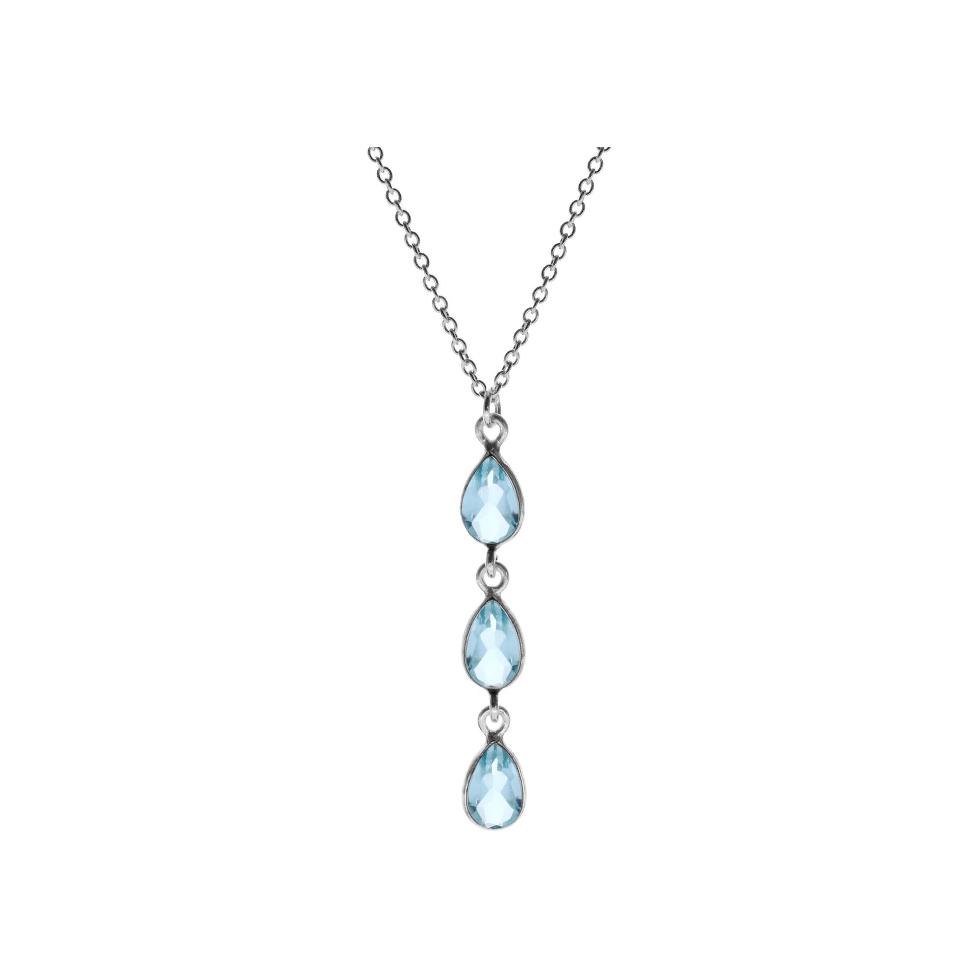 Bridget triple teardrop blue topaz necklace