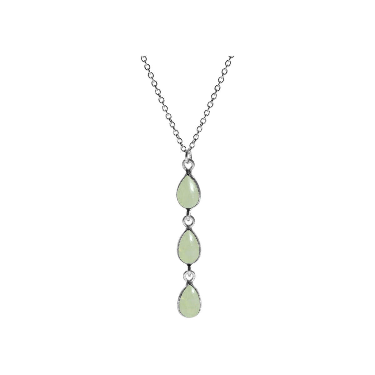 Bridget triple teardrop prehnite necklace