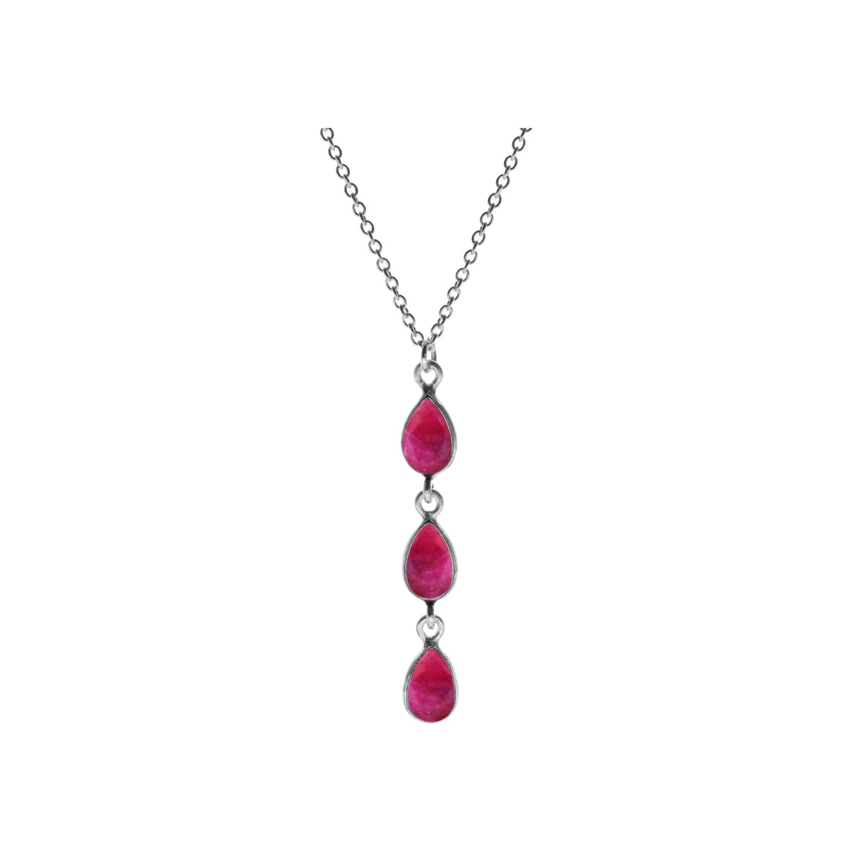 Bridget triple teardrop ruby quartz necklace