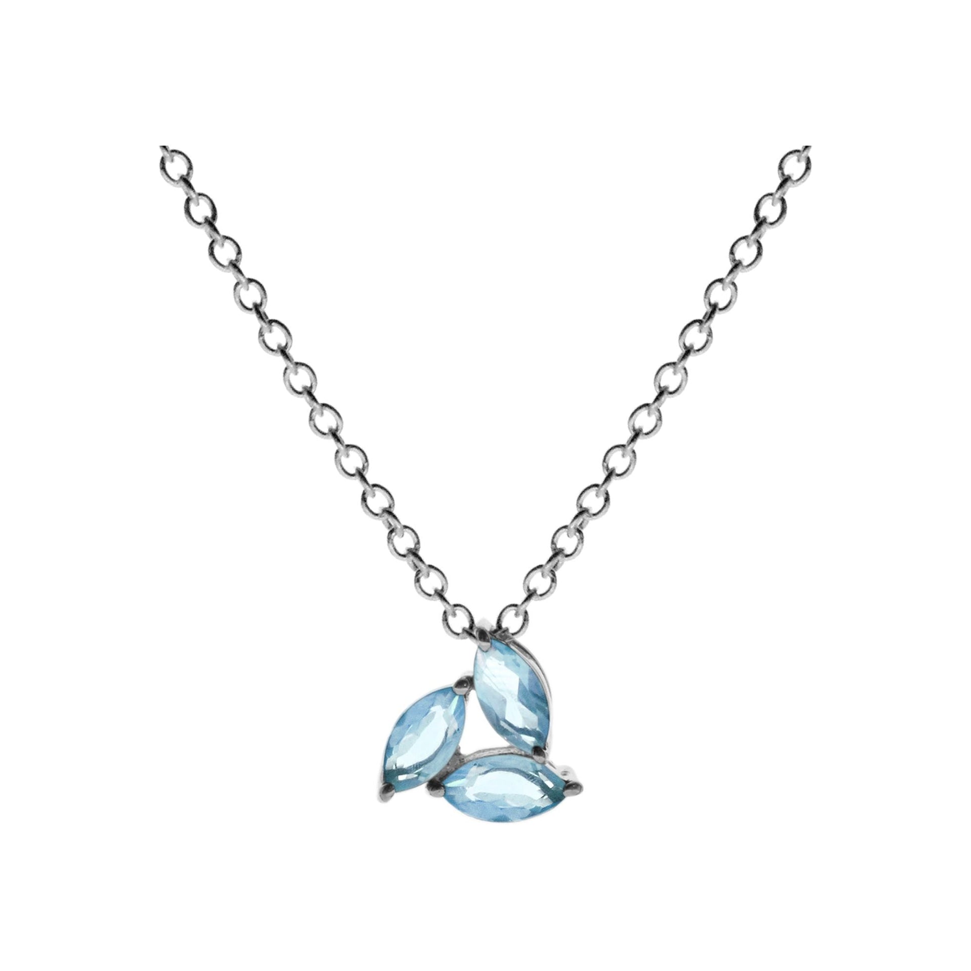 Kara blue topaz marquis swirl necklace