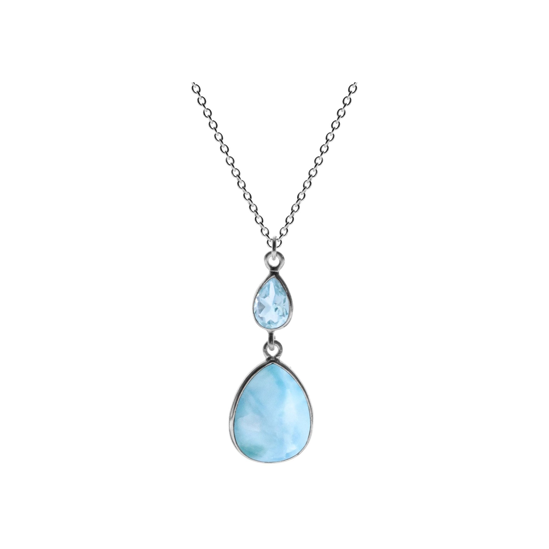 Bridget teardrop larimar & blue topaz necklace