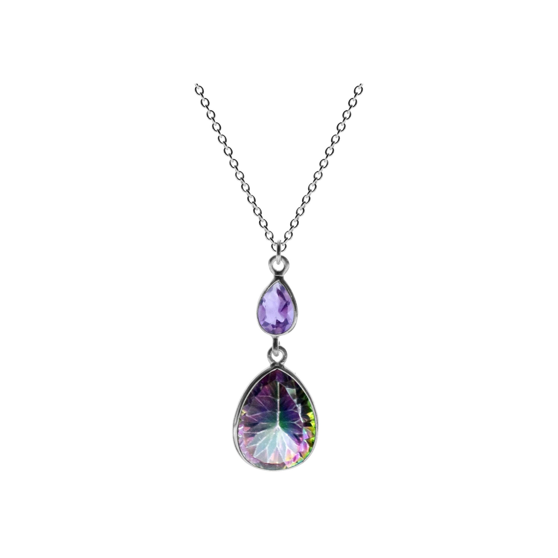 Bridget teardrop mystic topaz & amethyst necklace