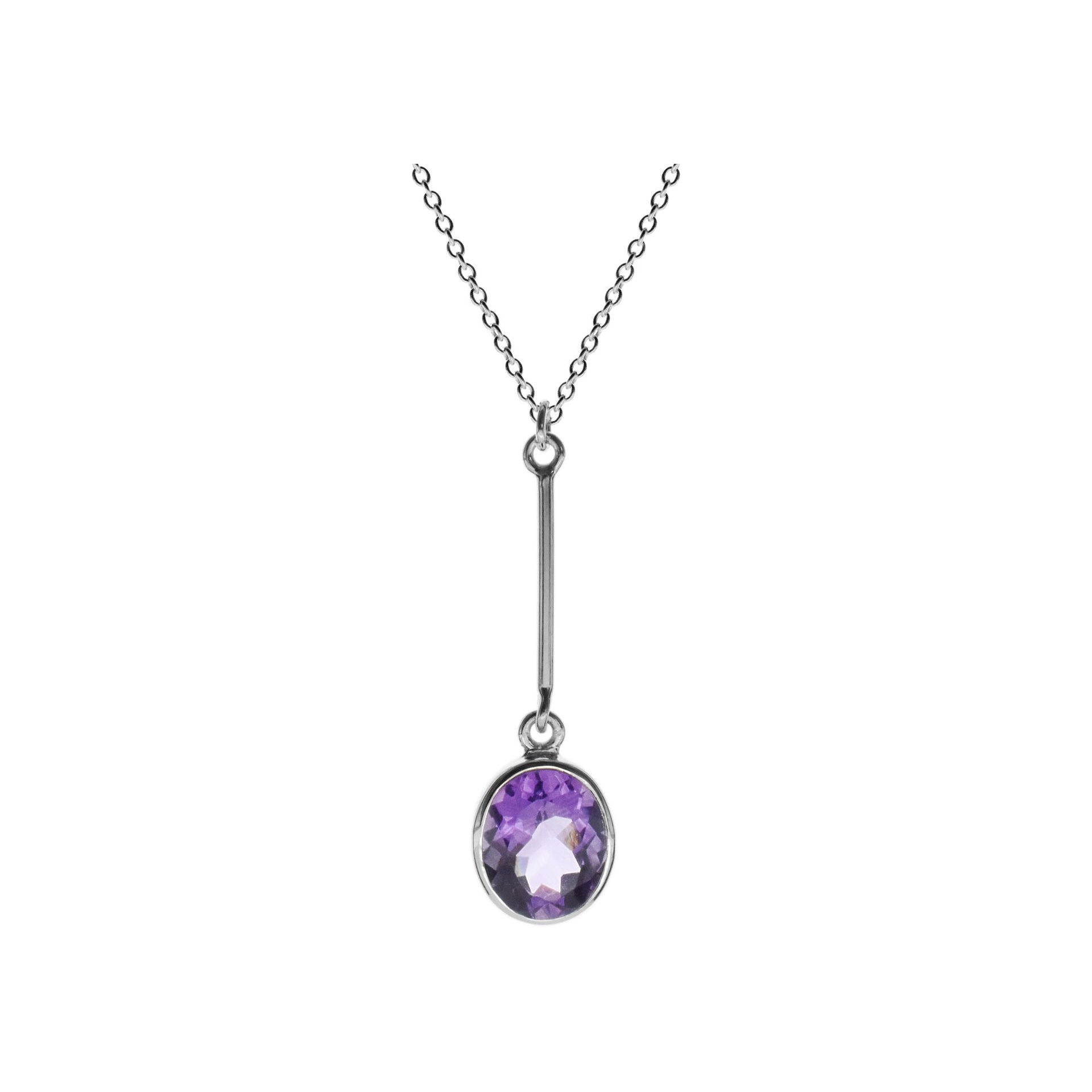 Samira long stem amethyst oval necklace