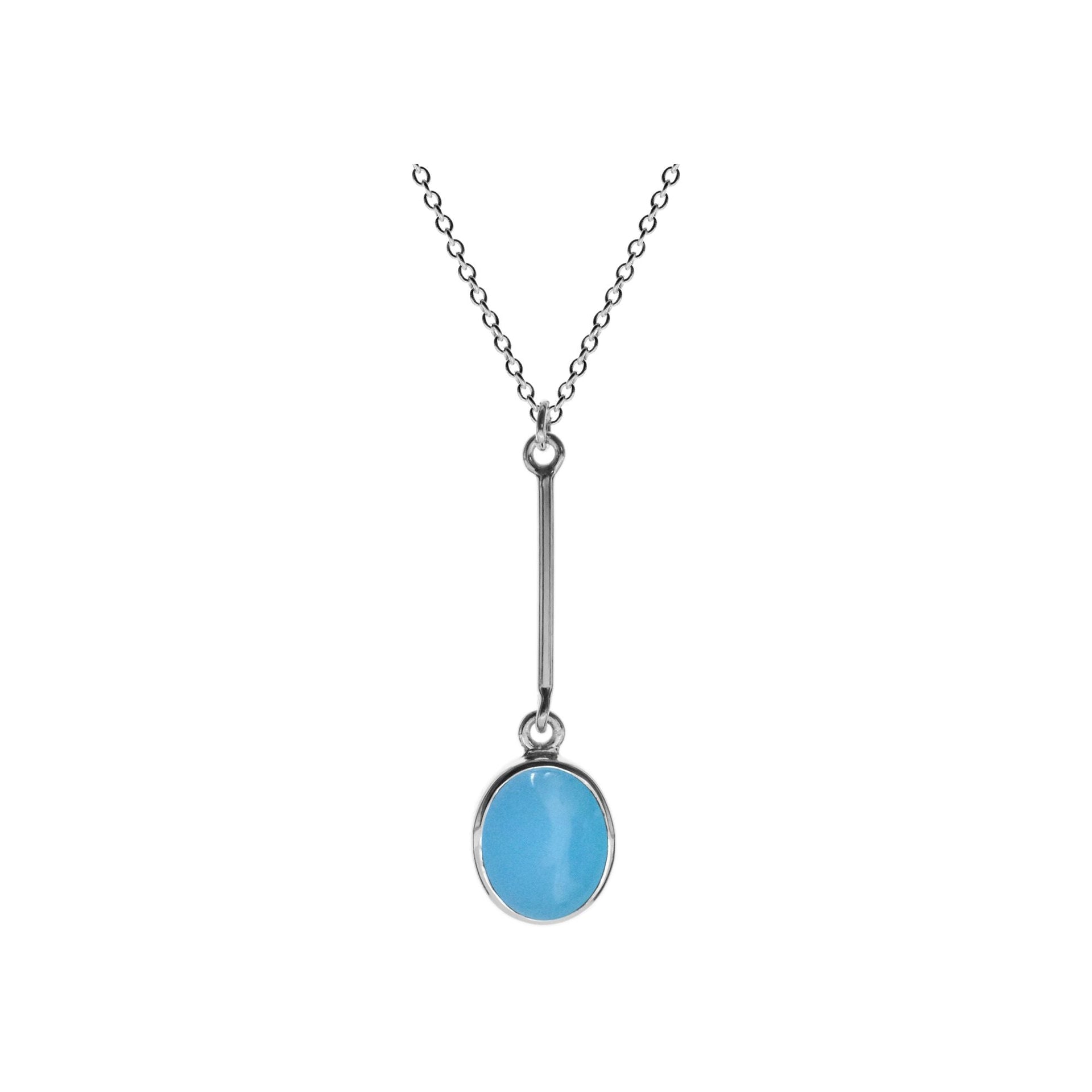 Samira long stem blue chalcedony oval necklace