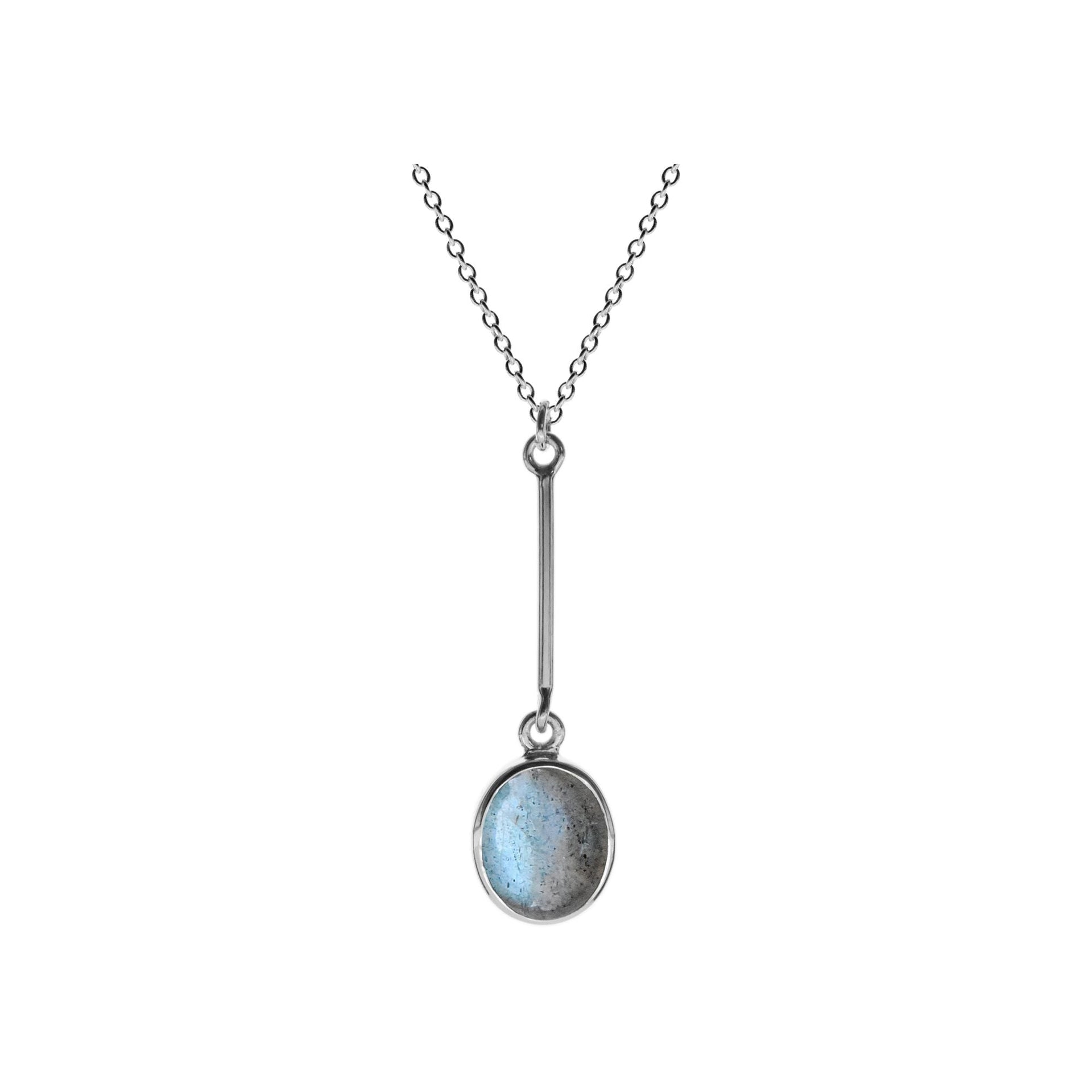 Samira long stem labradorite oval necklace