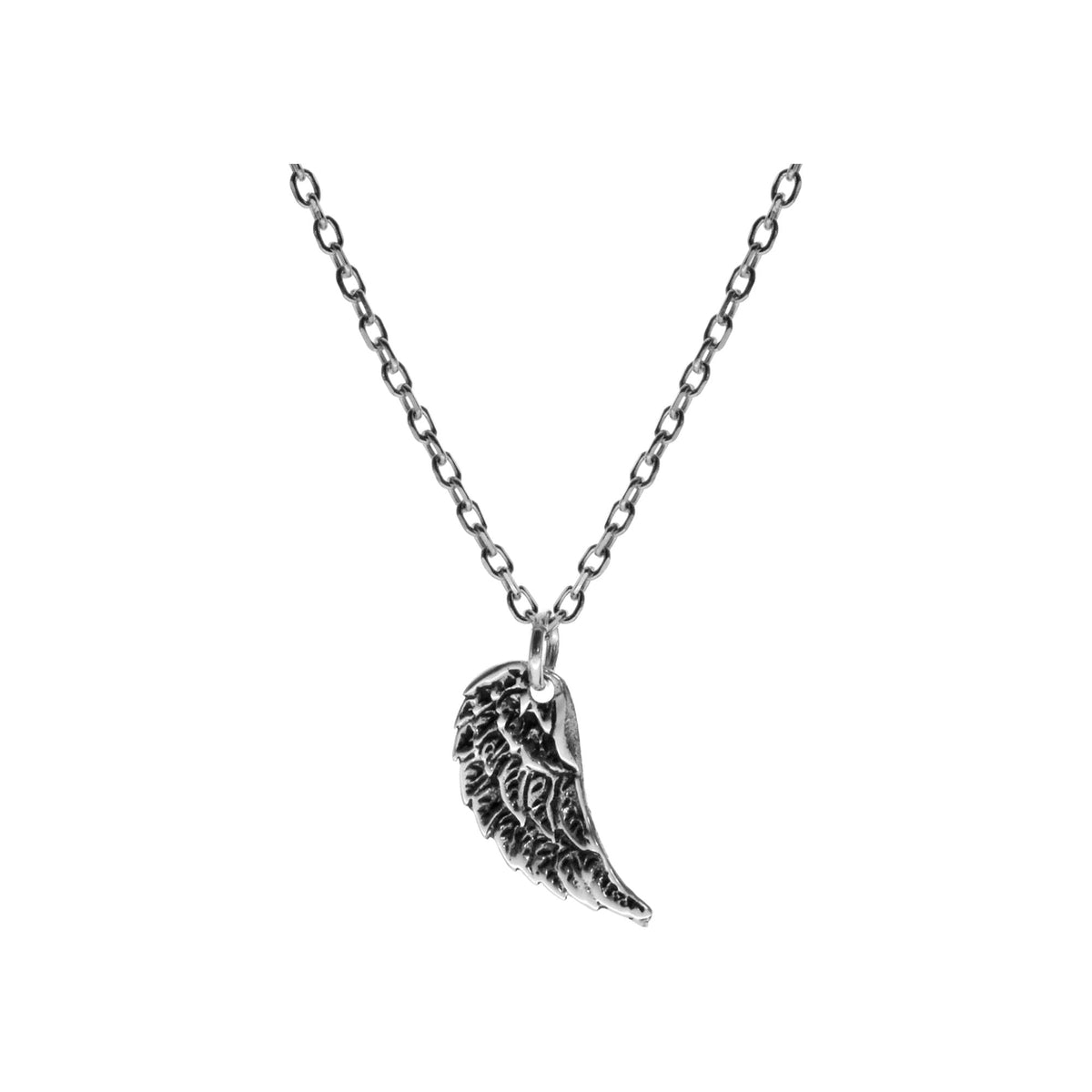 Smile oxidised angel wing necklace