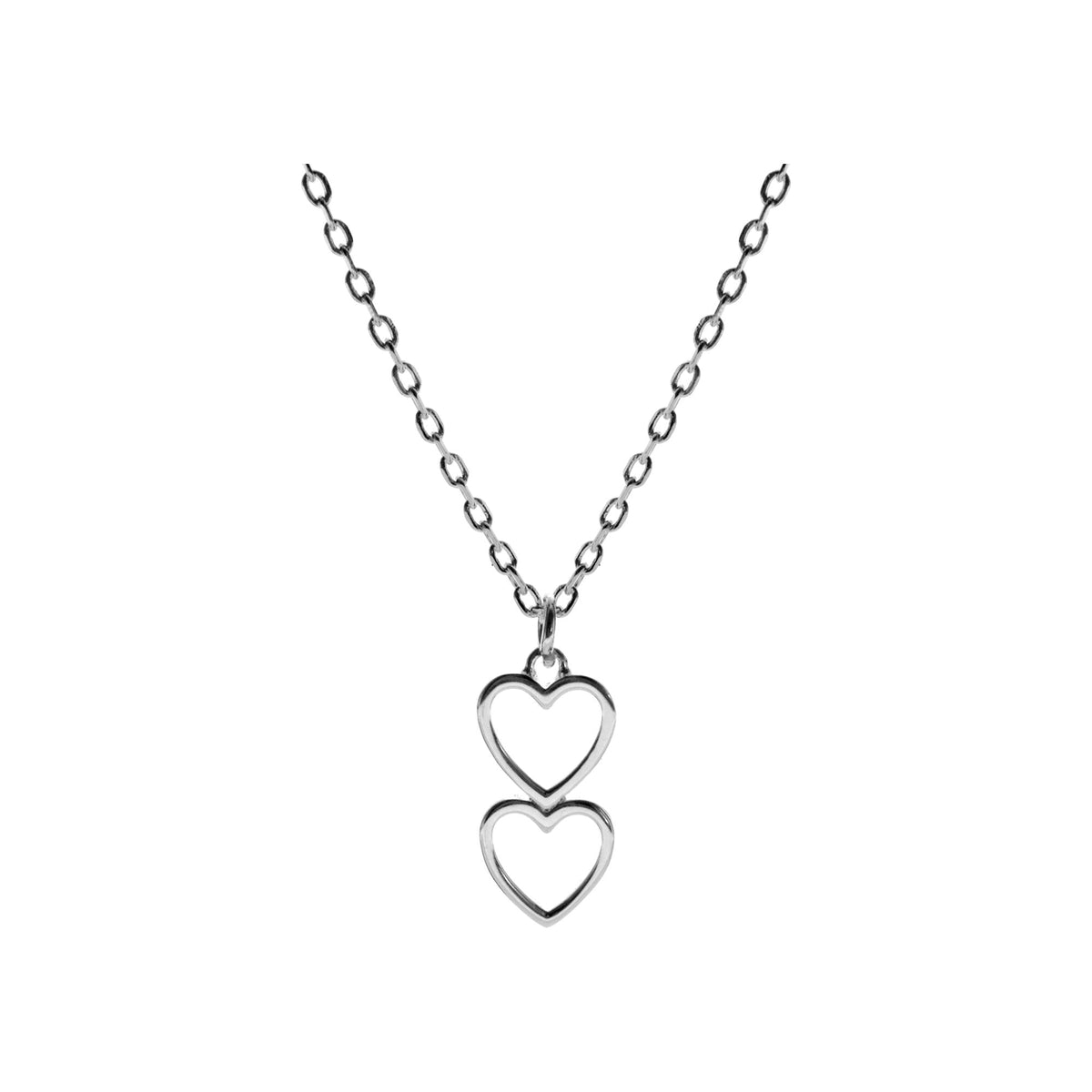 Lily double heart outline necklace