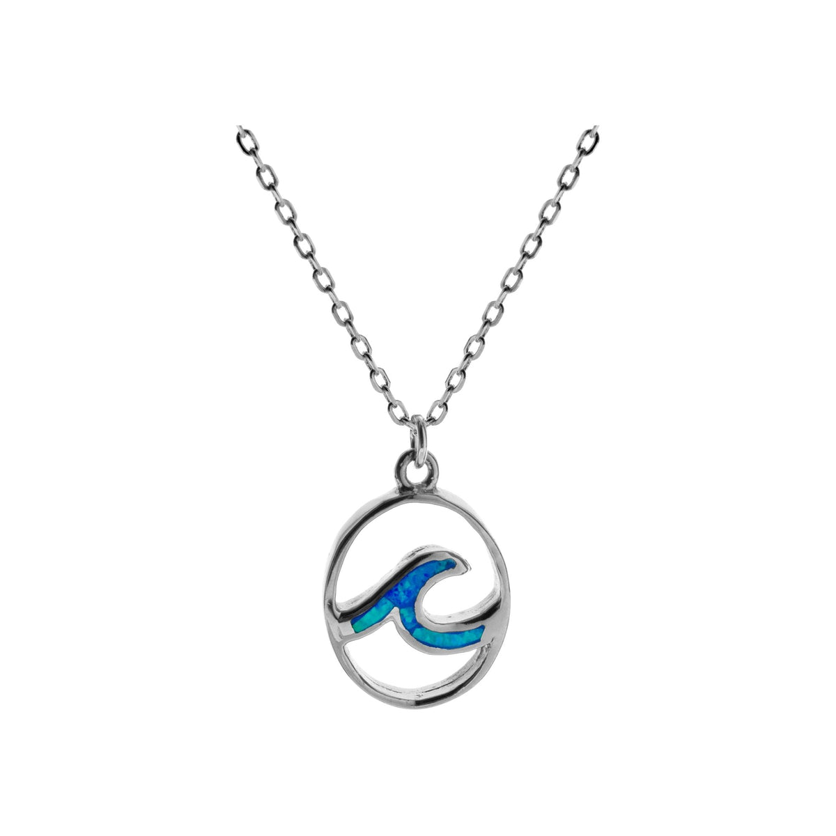 Ana blue opal encircled wave necklace