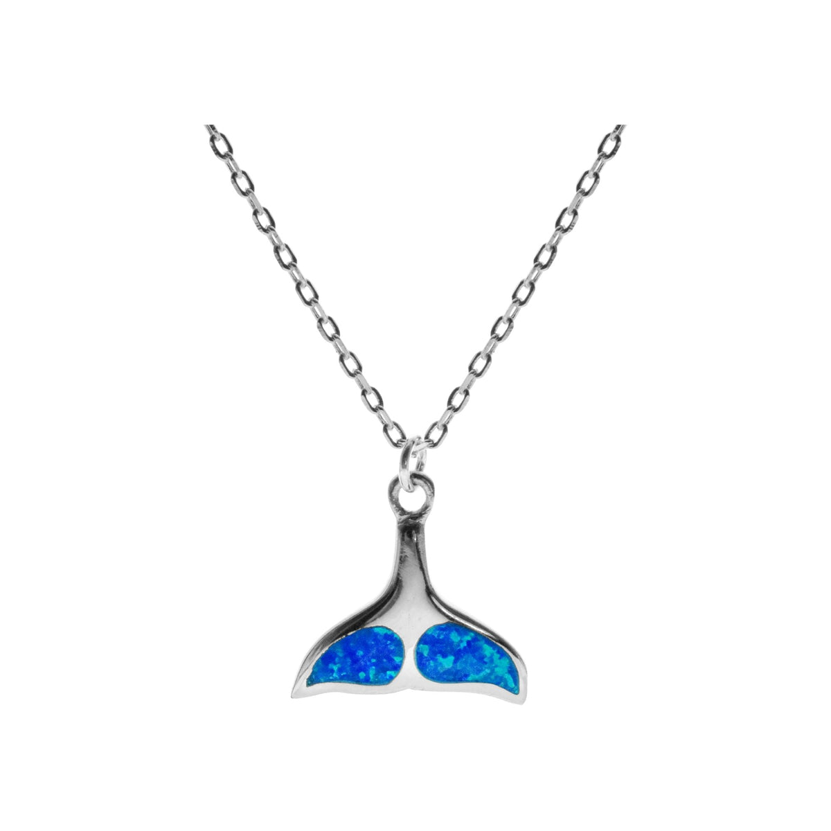 Ana blue opal whale tail design necklace