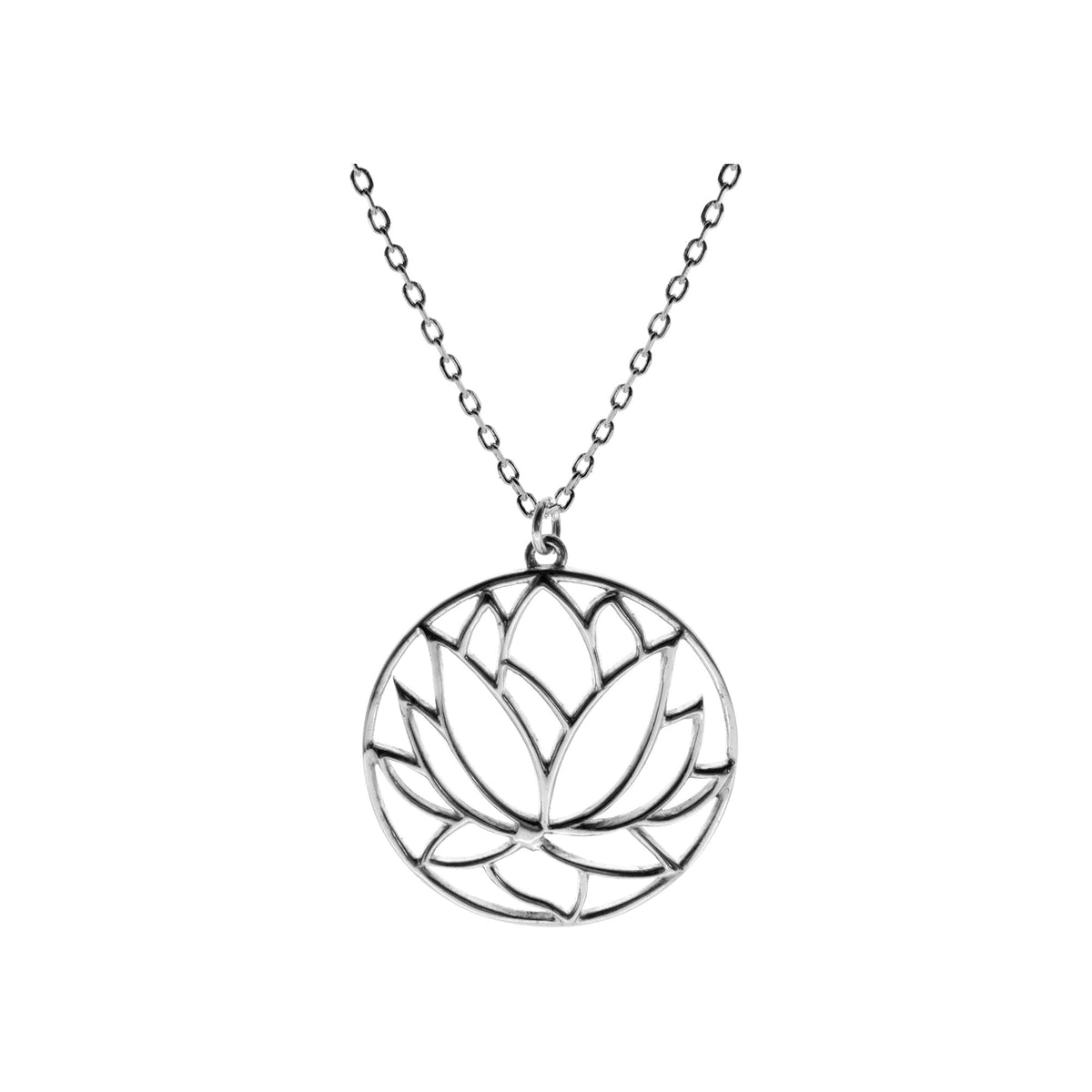 Open circle necklace with lotus flower