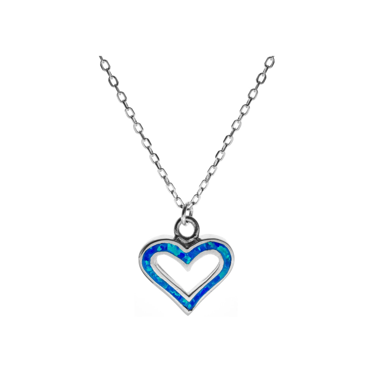 Diana cut out heart inlaid blue opal necklace