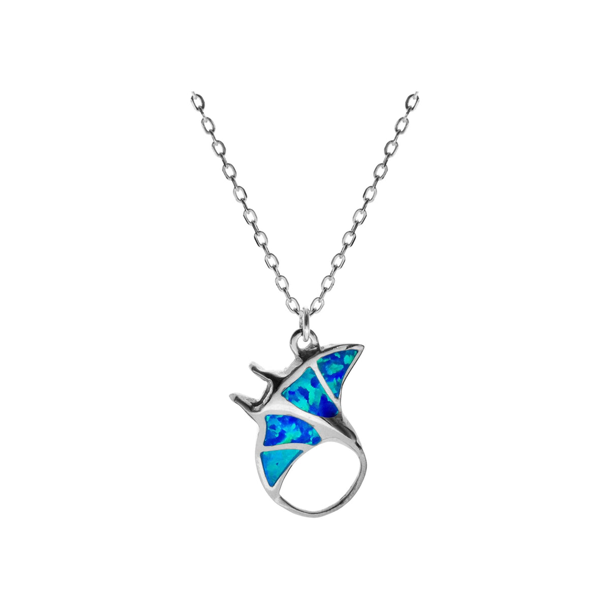 Ana blue opal manta ray necklace