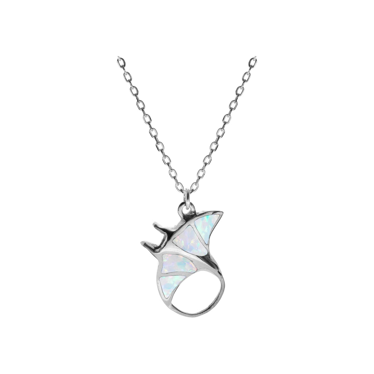 Ana white opal manta ray necklace