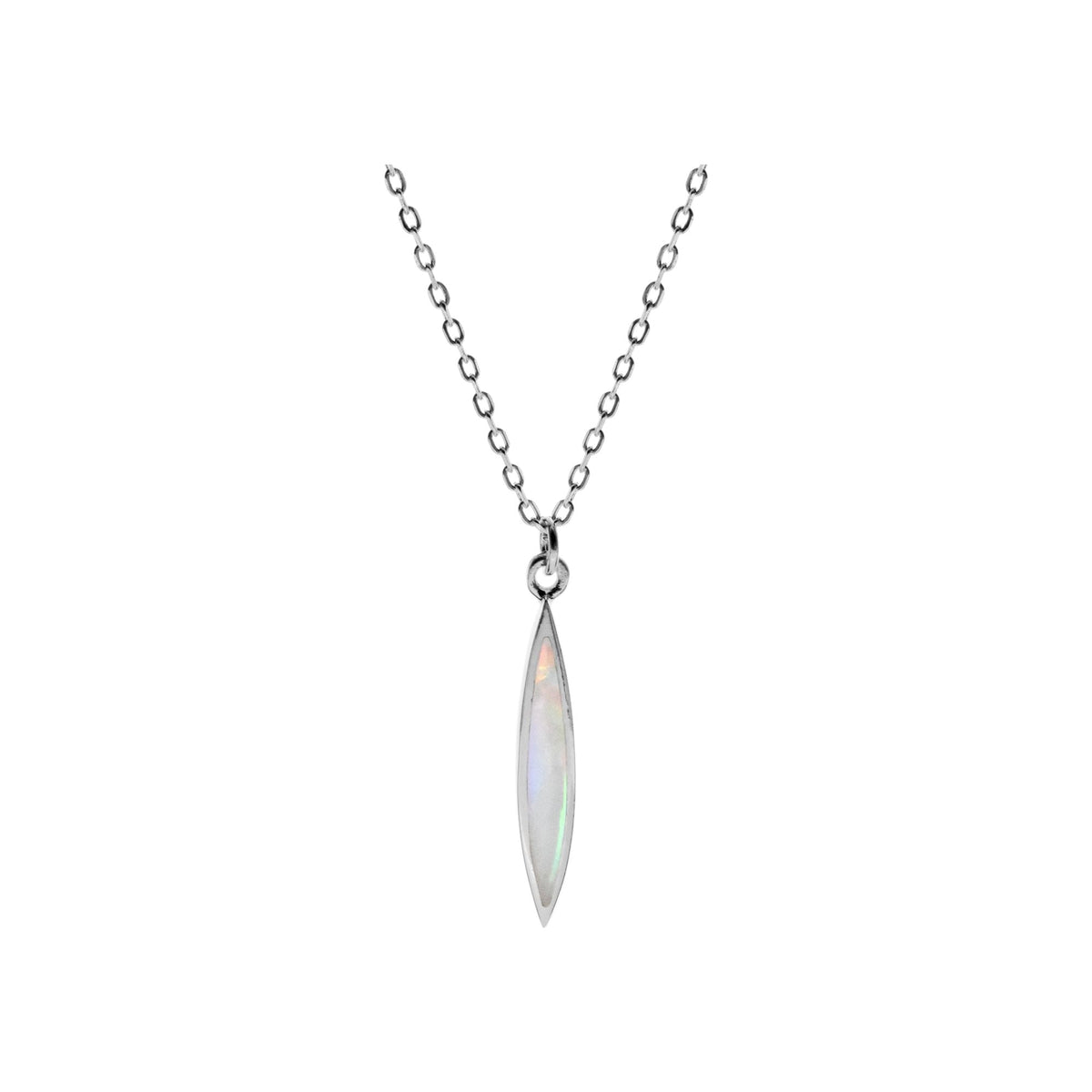 Diana slim marquis white opal necklace