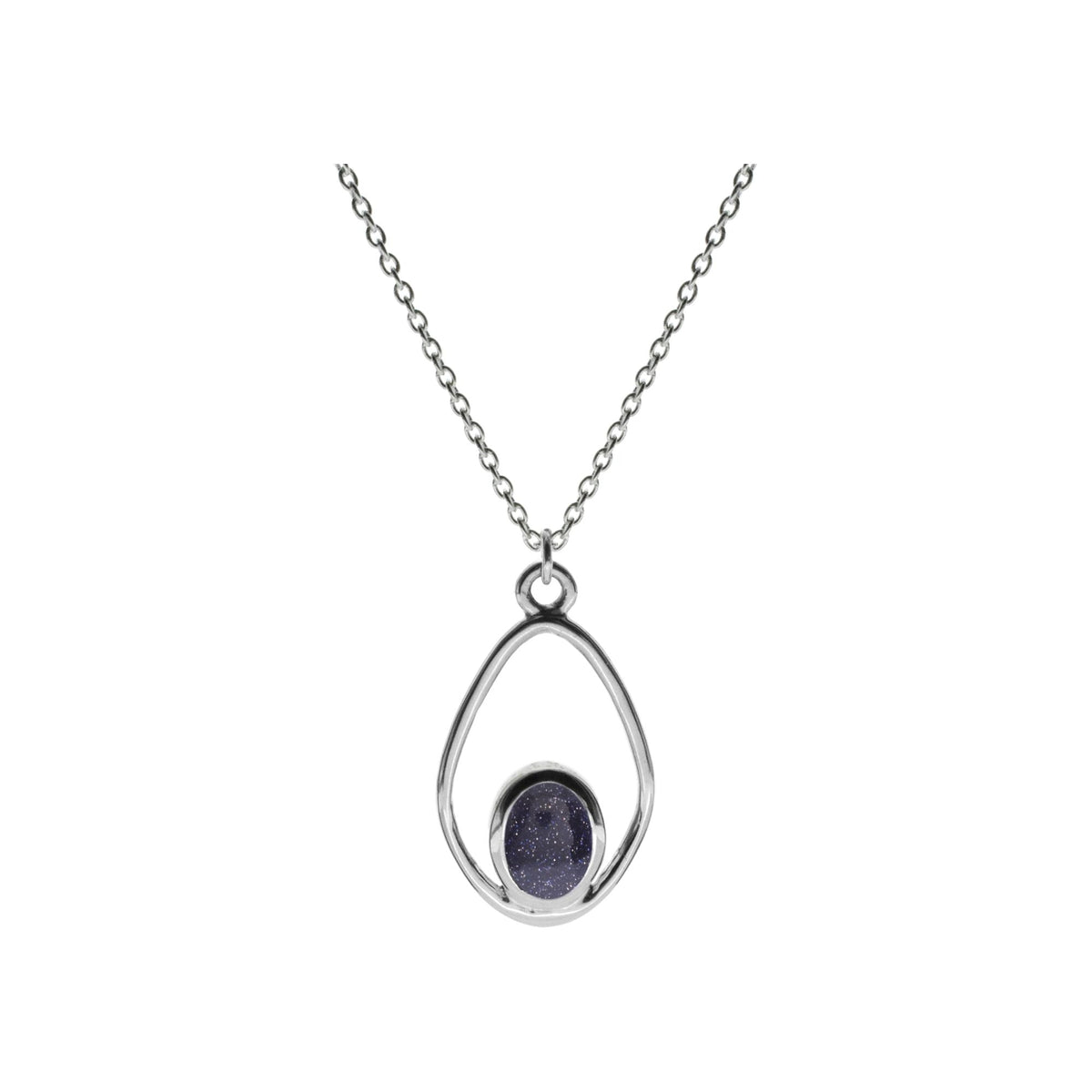 Amy blue goldstone soft diamond halo necklace