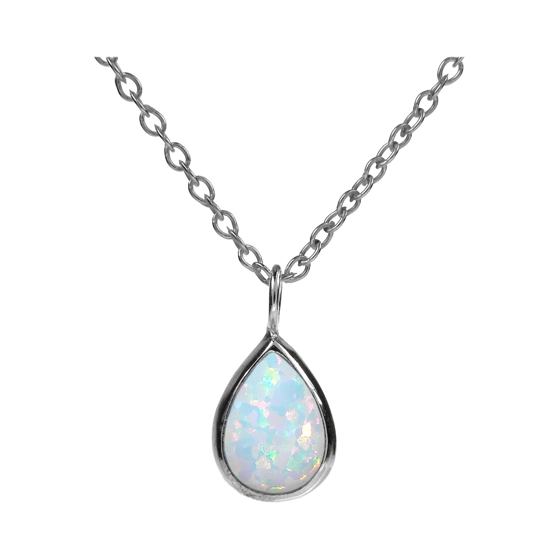 Angelica teardrop white opalique necklace