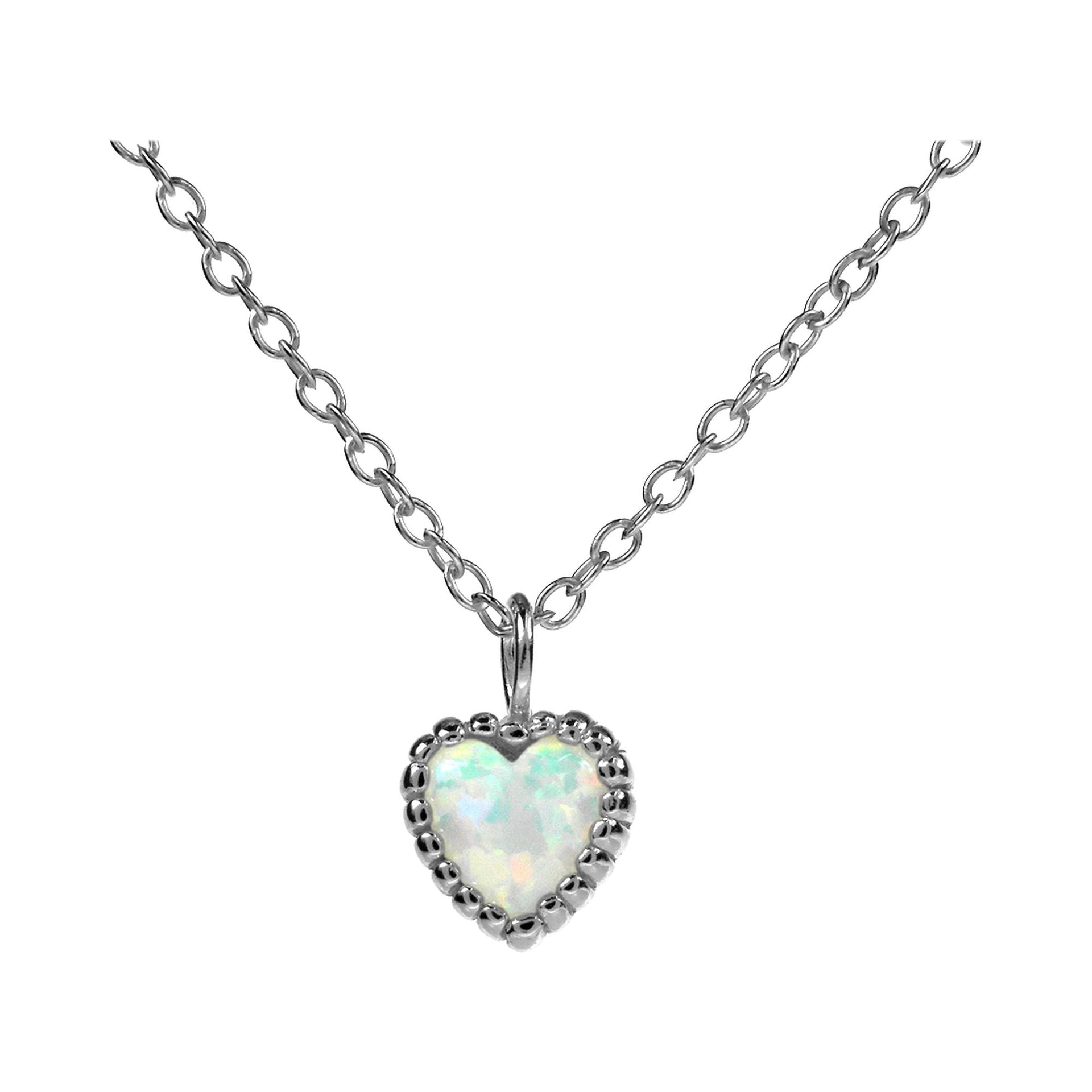 Bethan fancy white opalique heart necklace