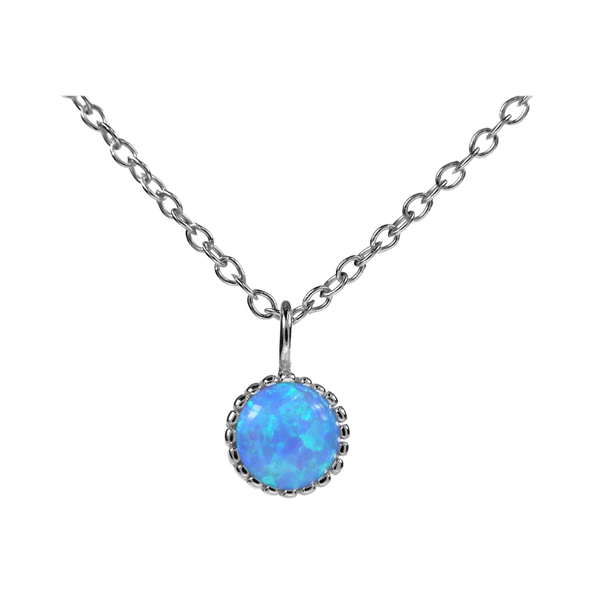 Bethan round blue opalique fancy necklace