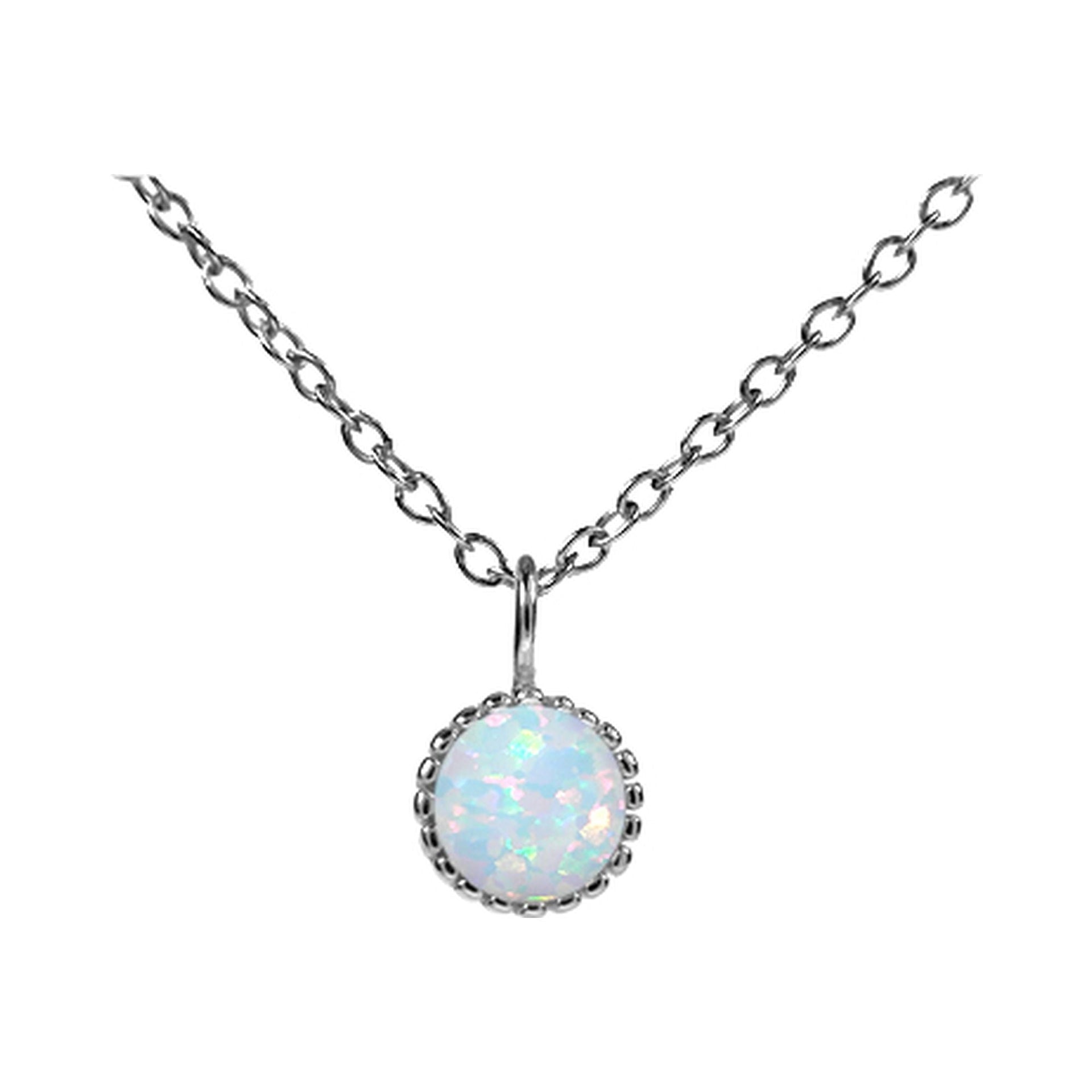Bethan round white opalique fancy necklace