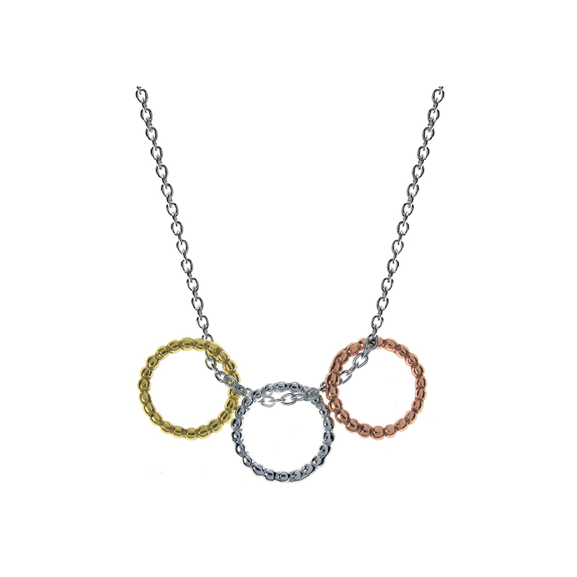 Necklace with three small gold plated rings