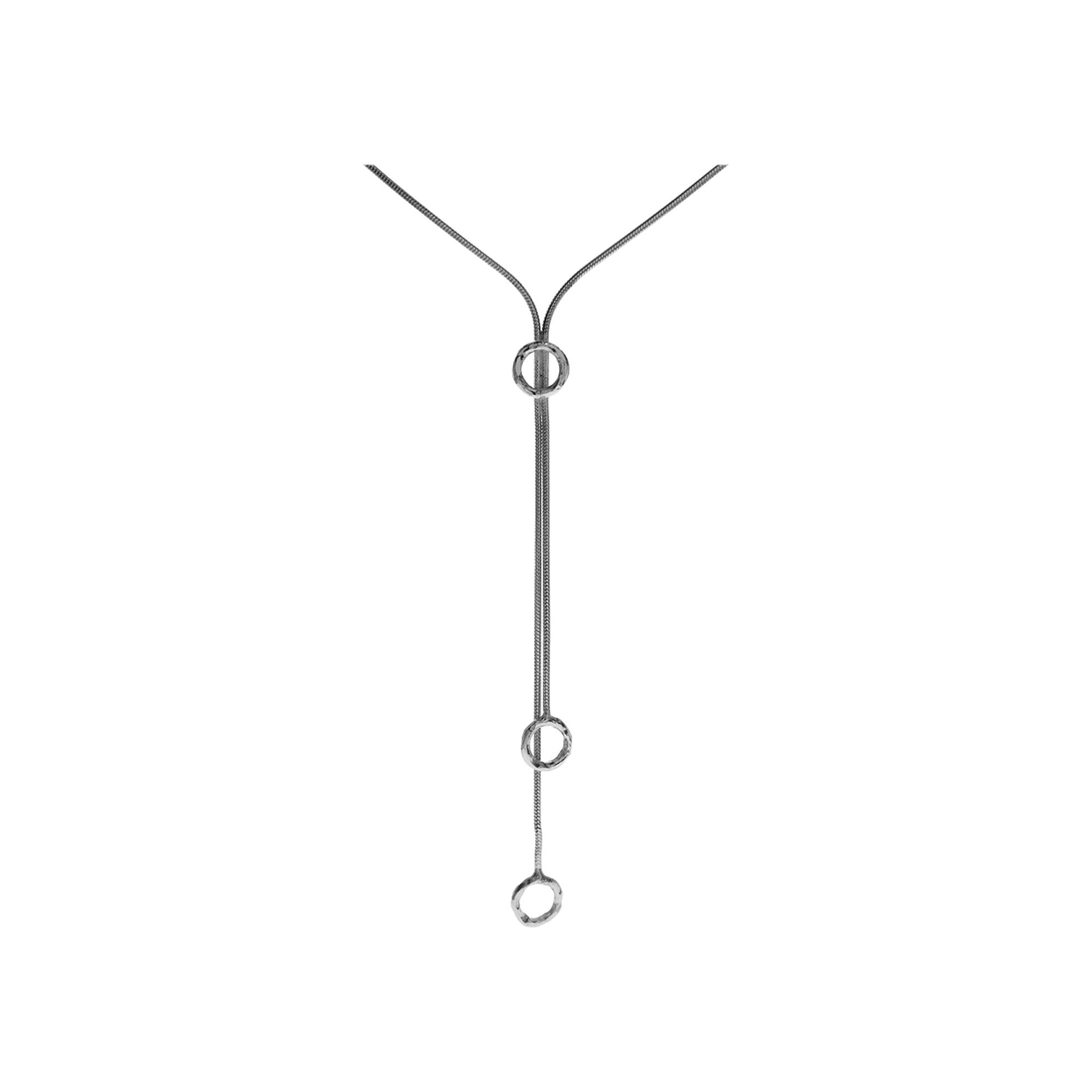 Snake chain with 3 hammered circles necklace