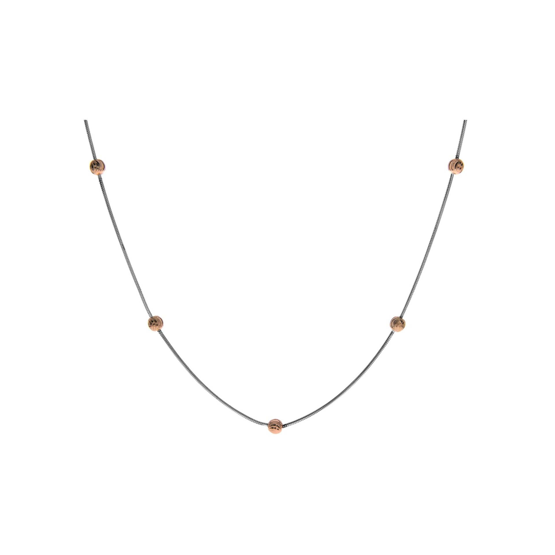Snake chain with rose gold plated beads necklace