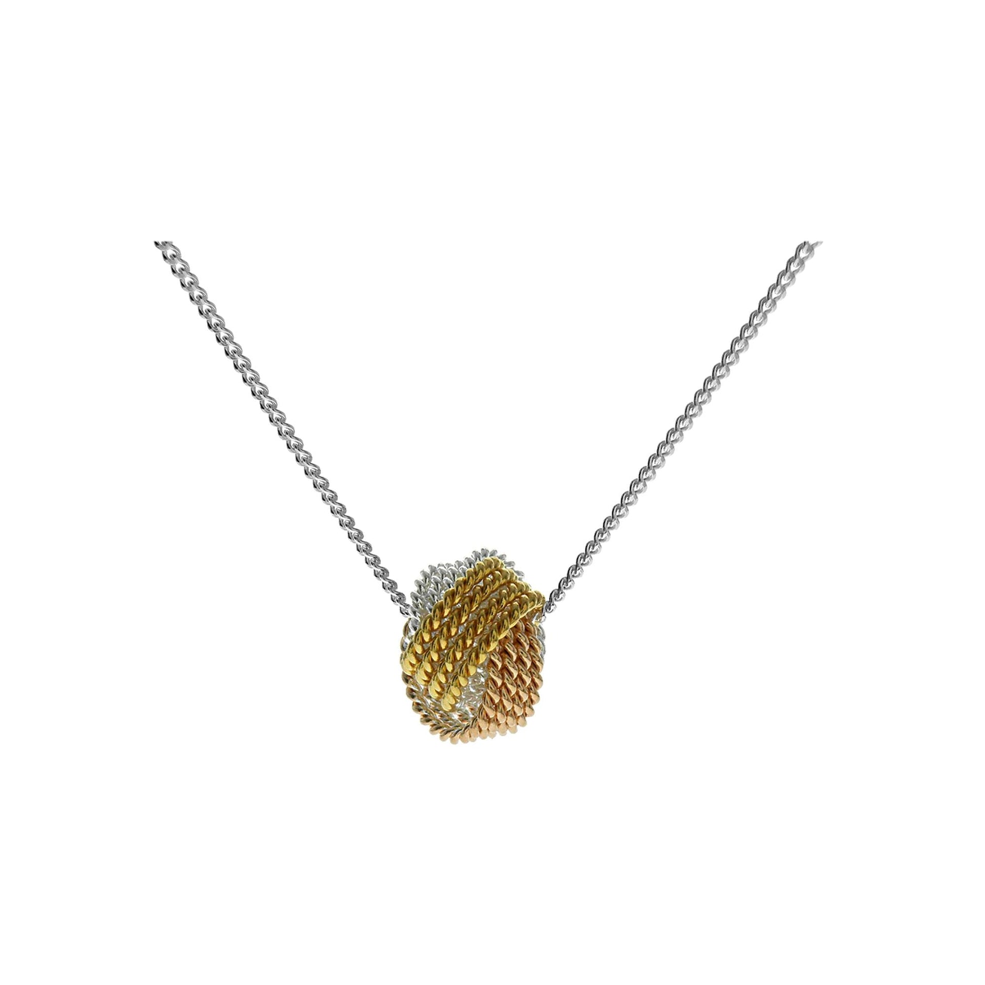 Wire knot necklace with yellow and rose gold plate