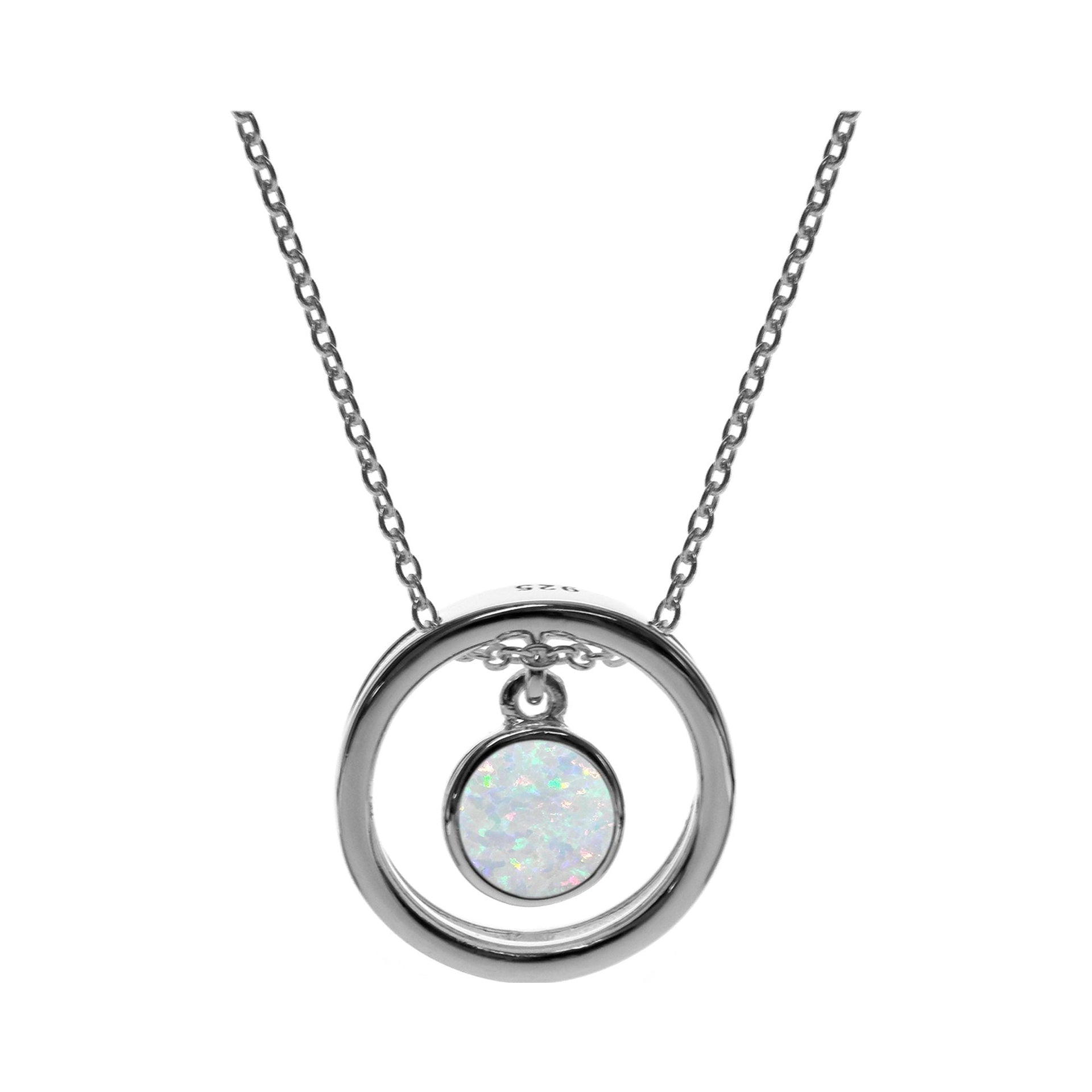 Angelica hoop with suspended white opalique necklace