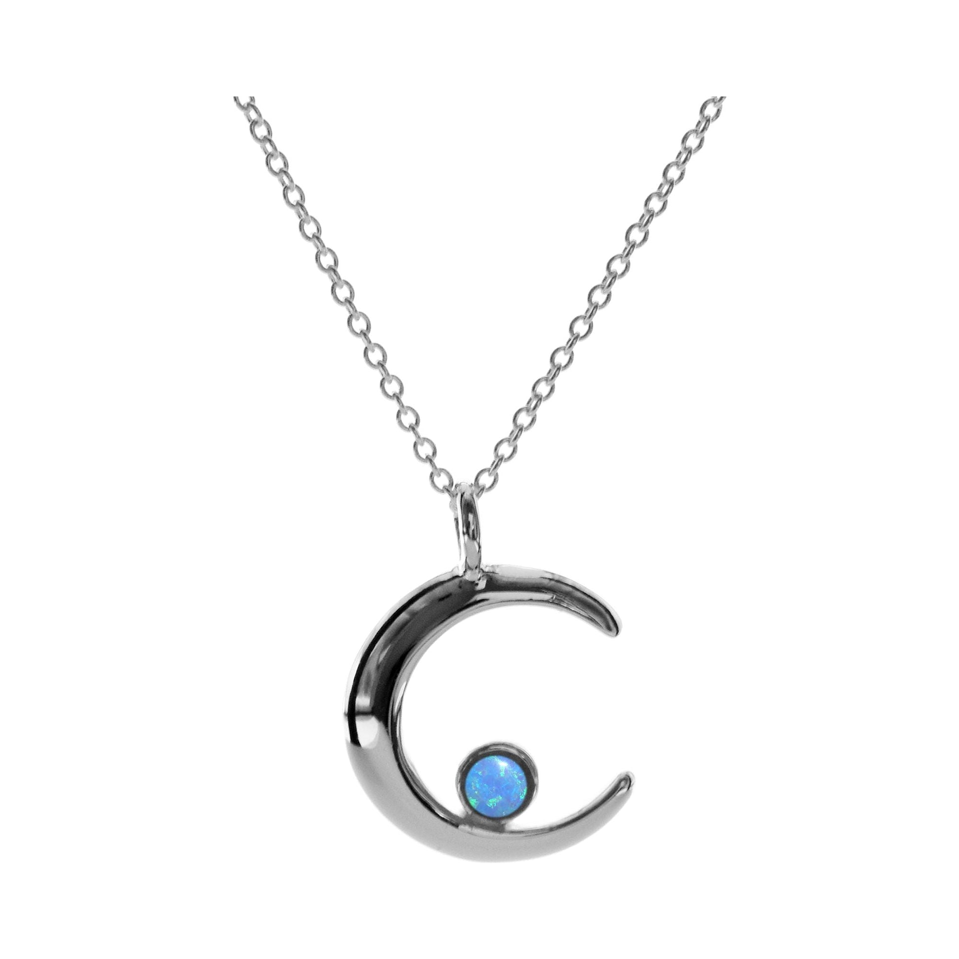 Angelica blue opalique moon necklace