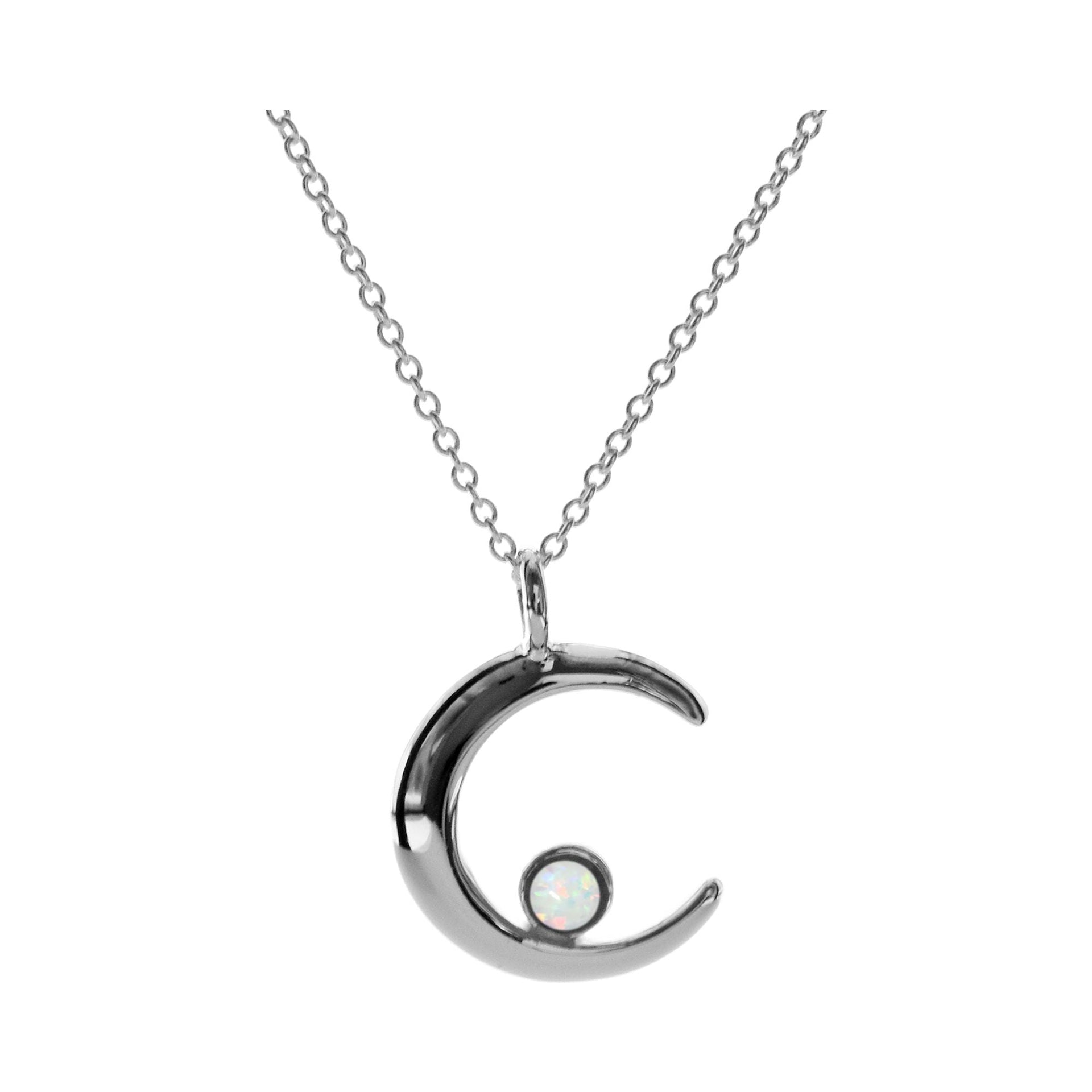 Angelica white opalique moon necklace