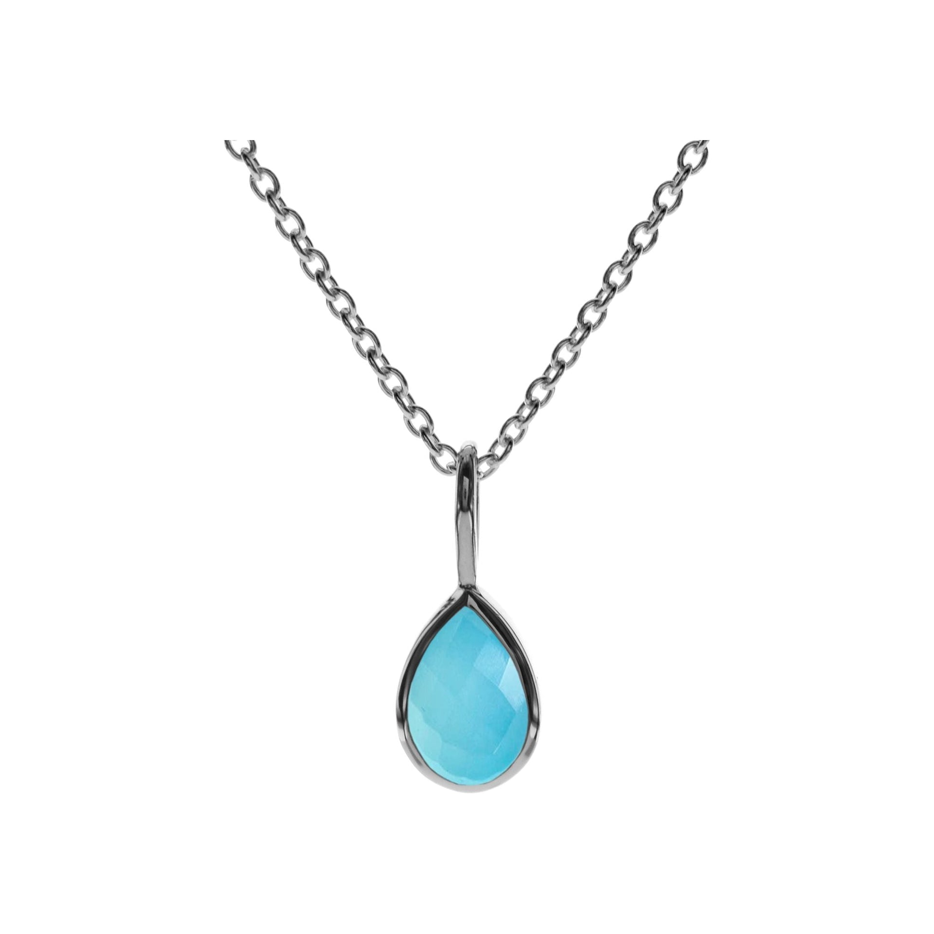 Samira faceted blue chalcedony teardrop necklace