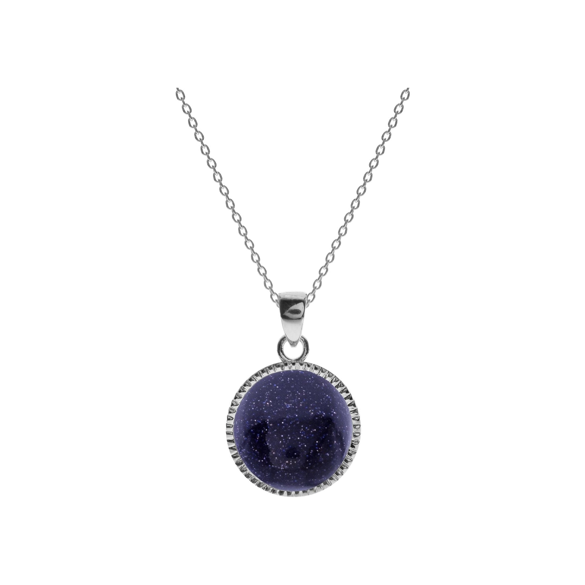 Crimped edge blue goldstone necklace