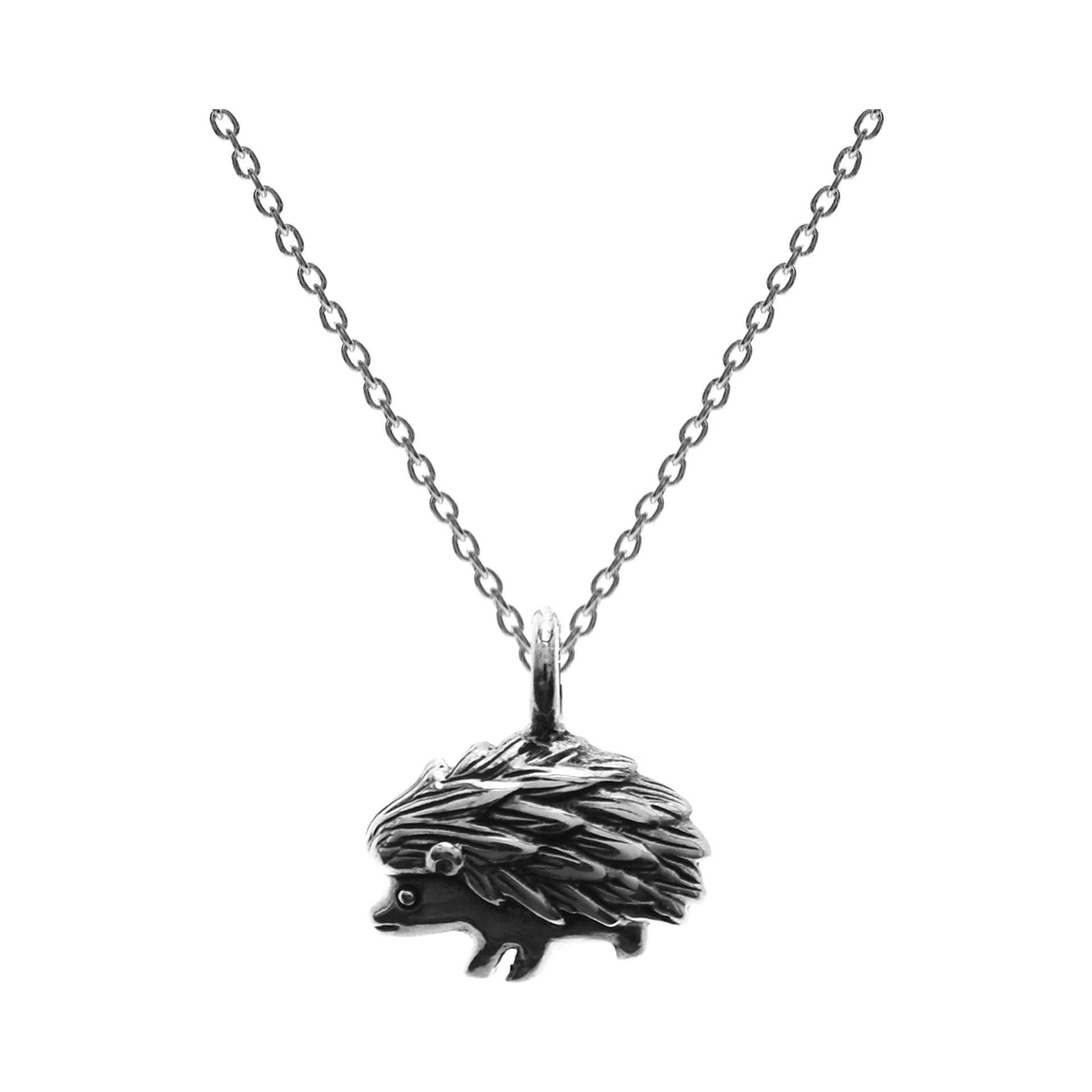 Anya silver hedgehog necklace