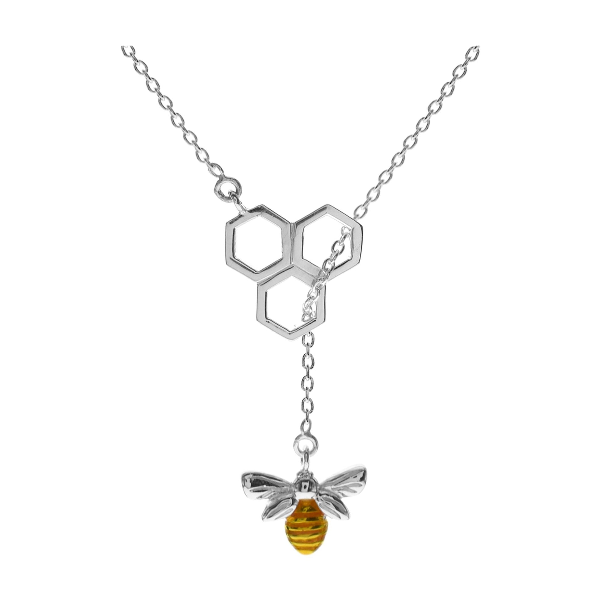 Carla bee on thread-through honeycomb necklace