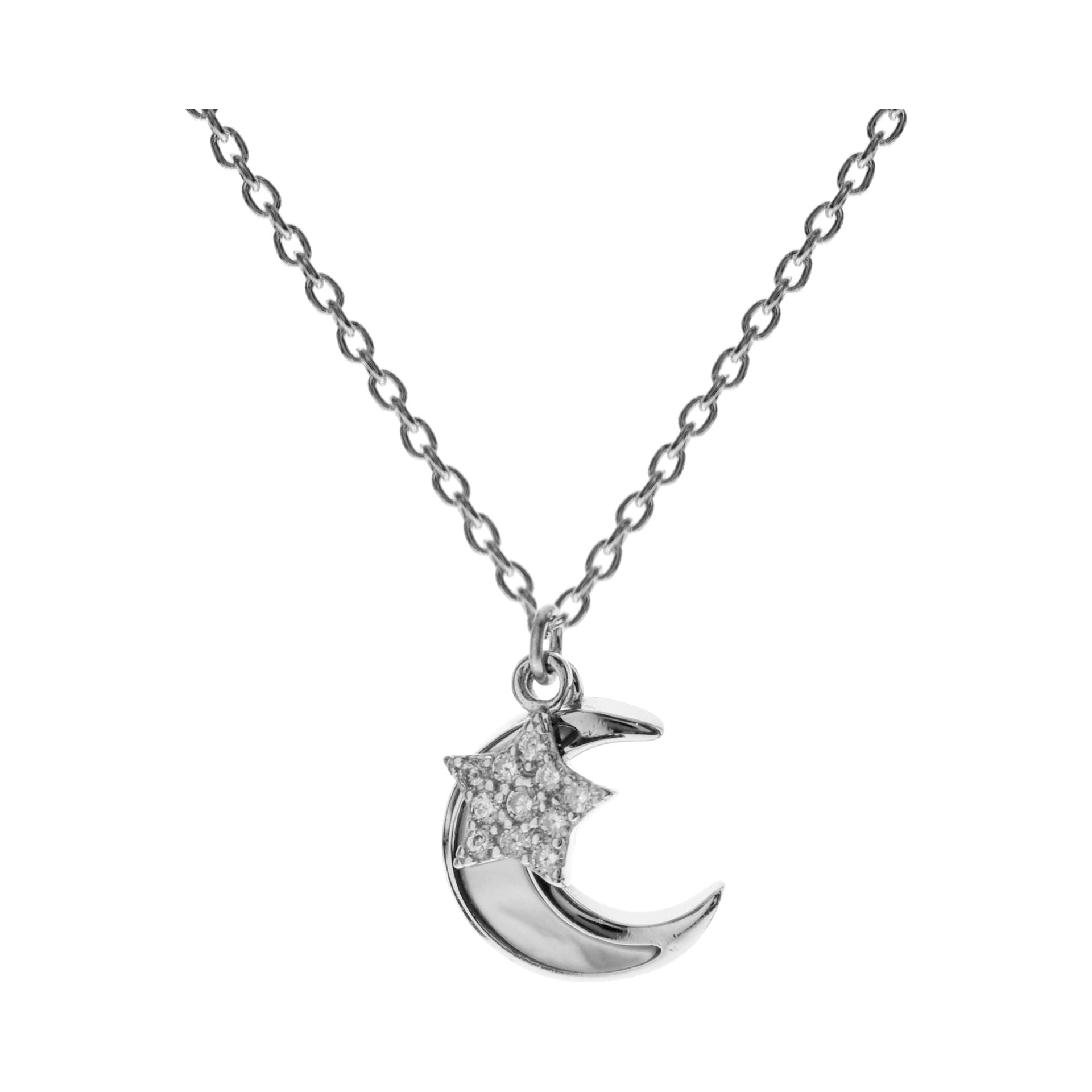 Bronwen crescent moon with CZ star necklace
