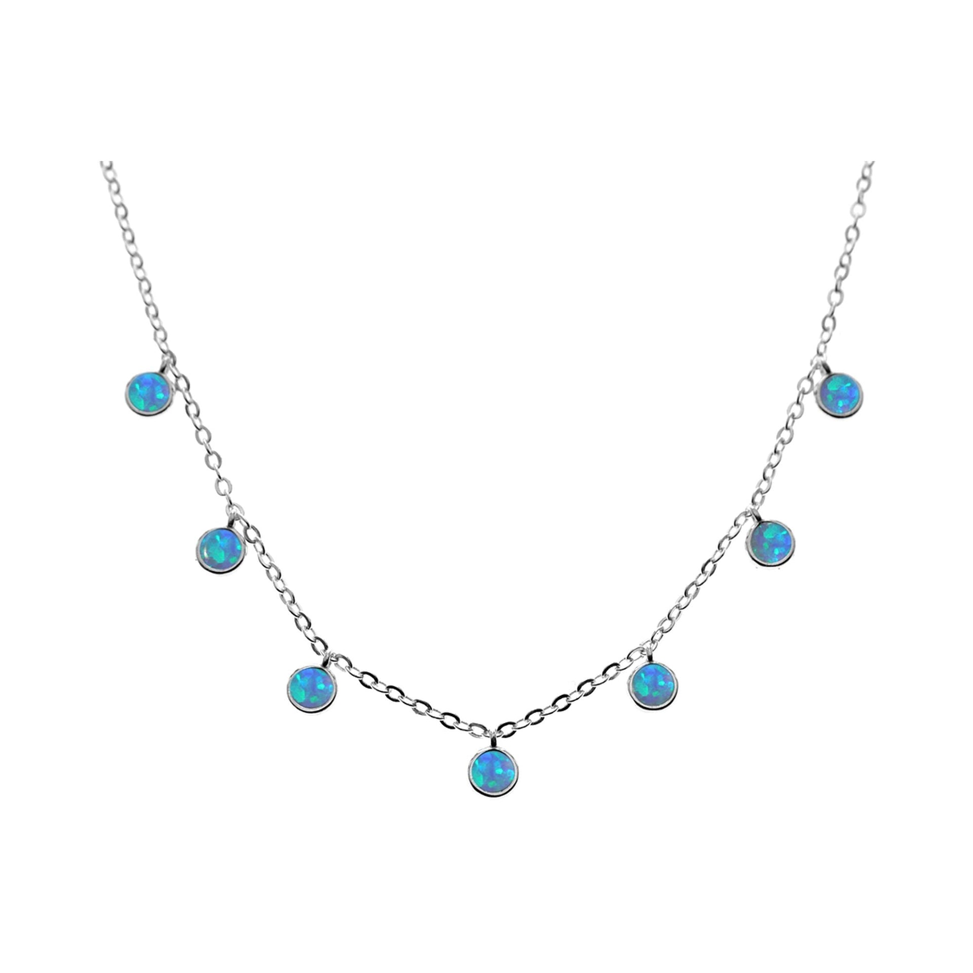 Angelica seven small round blue opalique necklace