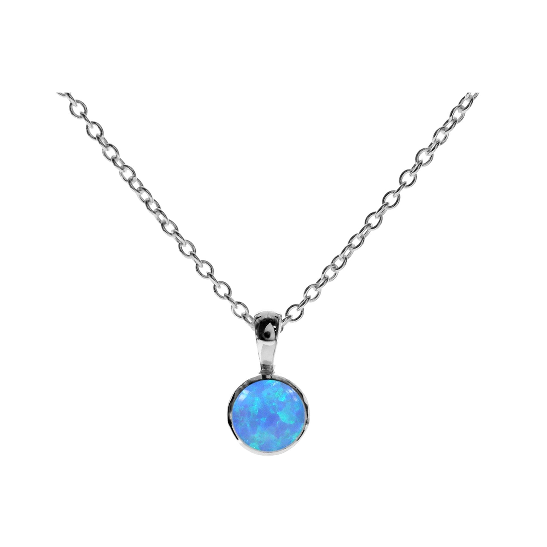 Angelica simple round blue opalique necklace