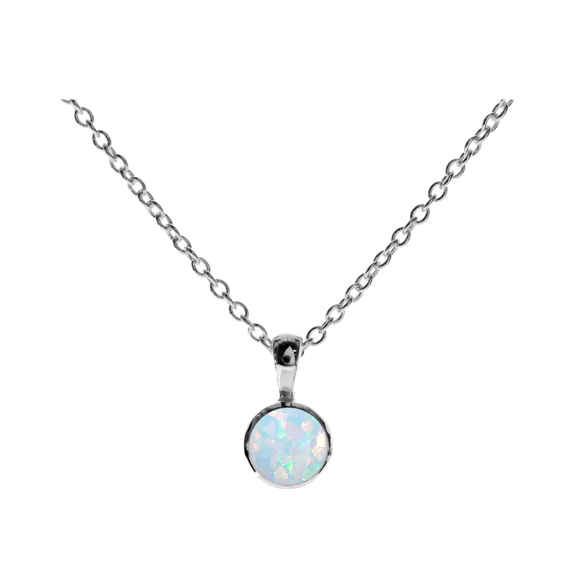 Angelica simple round white opalique necklace