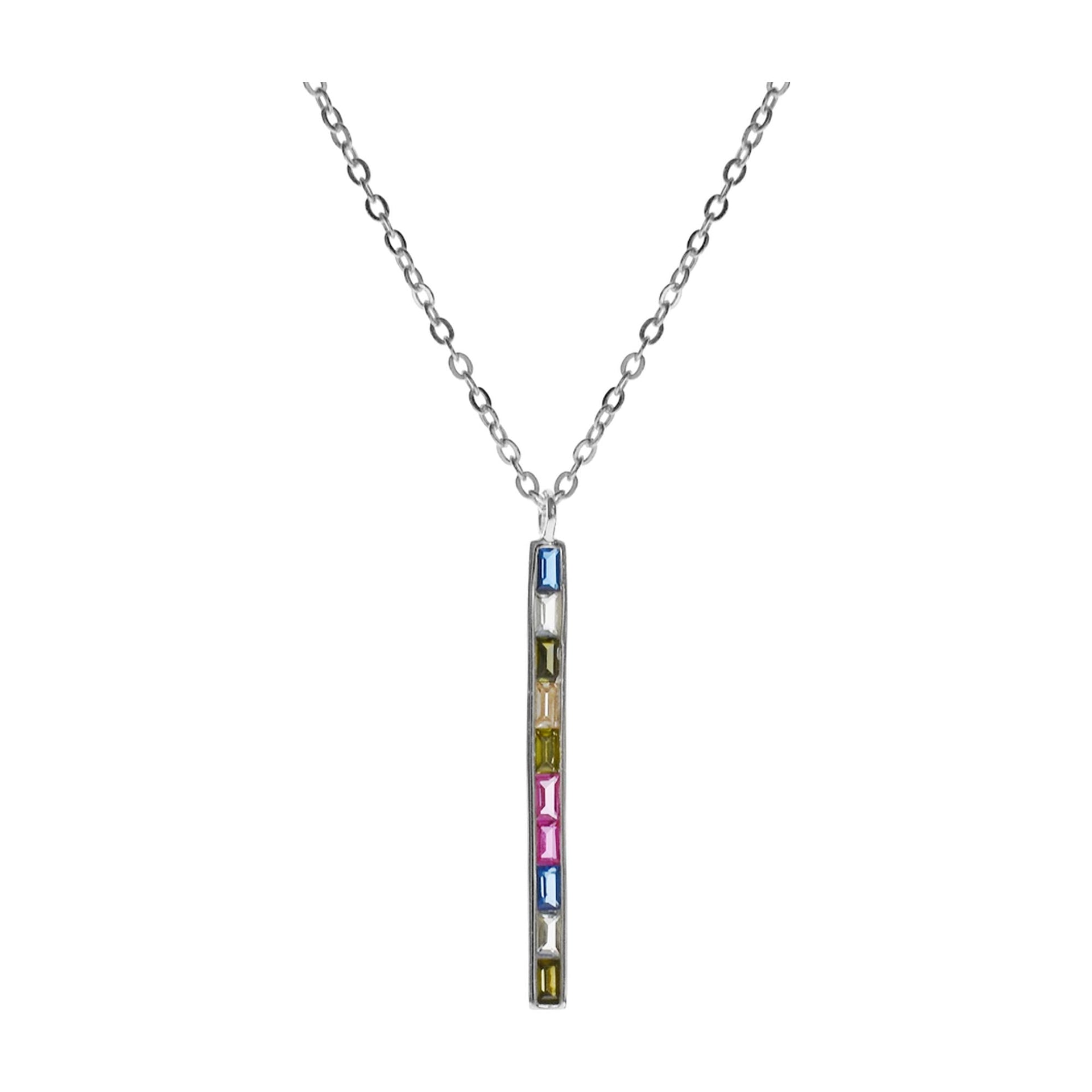 Heidi rainbow CZ bar necklace