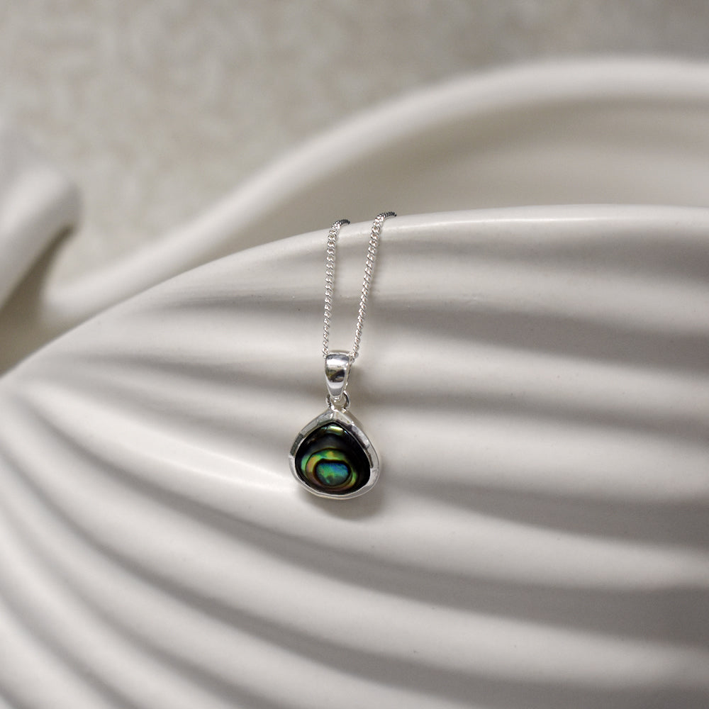 Bronwen wide teardrop paua shell necklace