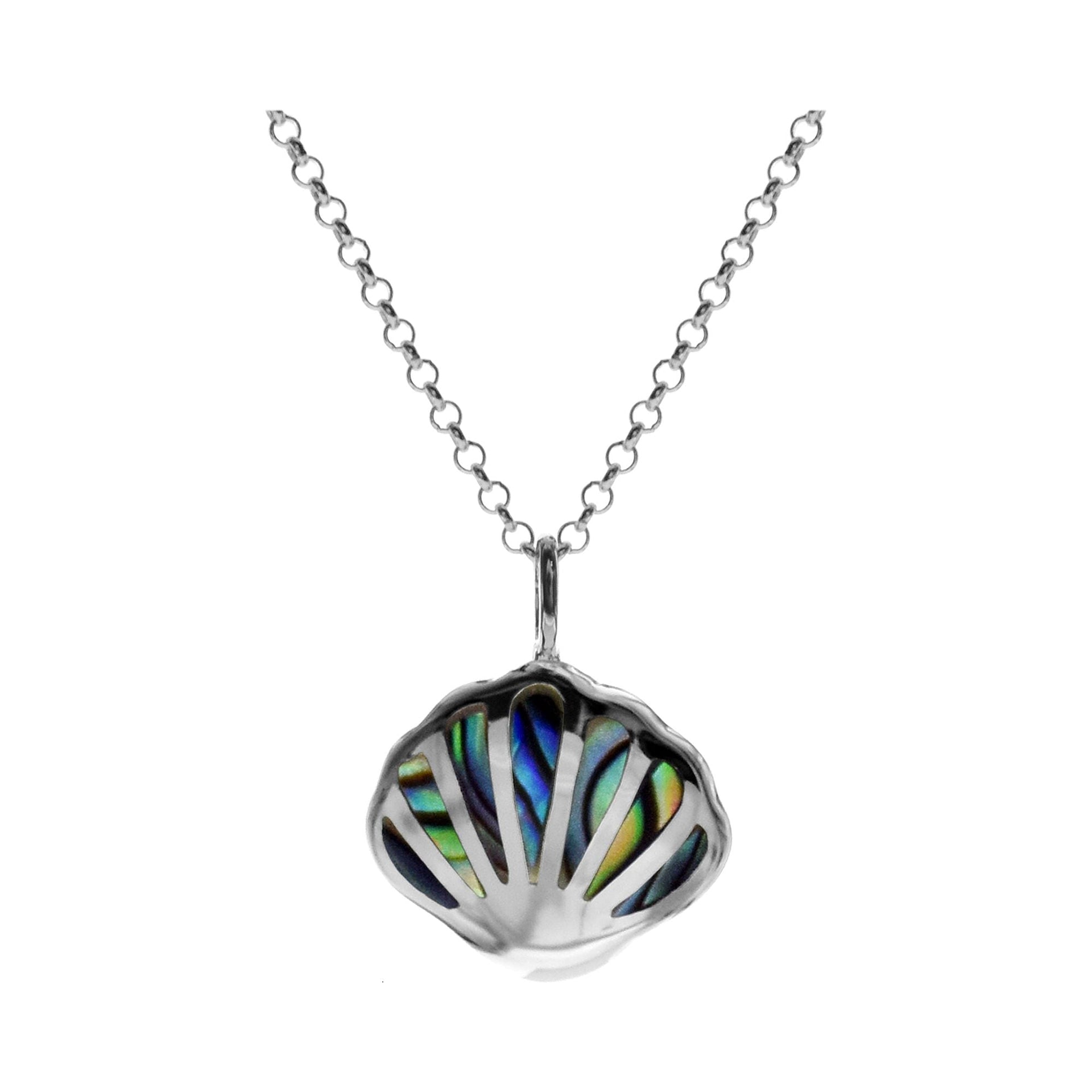 Leona scallop shell with paua shell inlay necklace