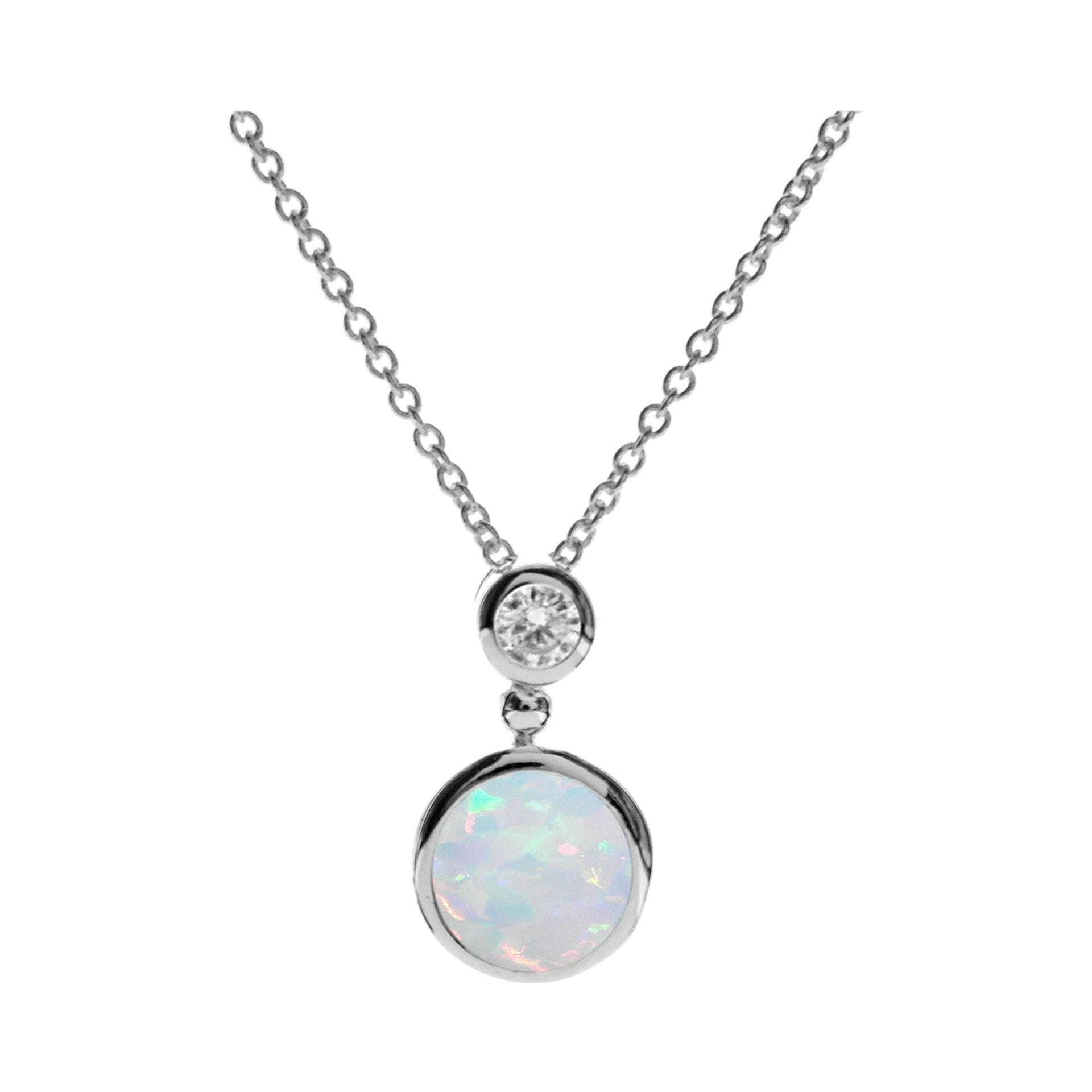 Alexis simple round white opalique and CZ necklace