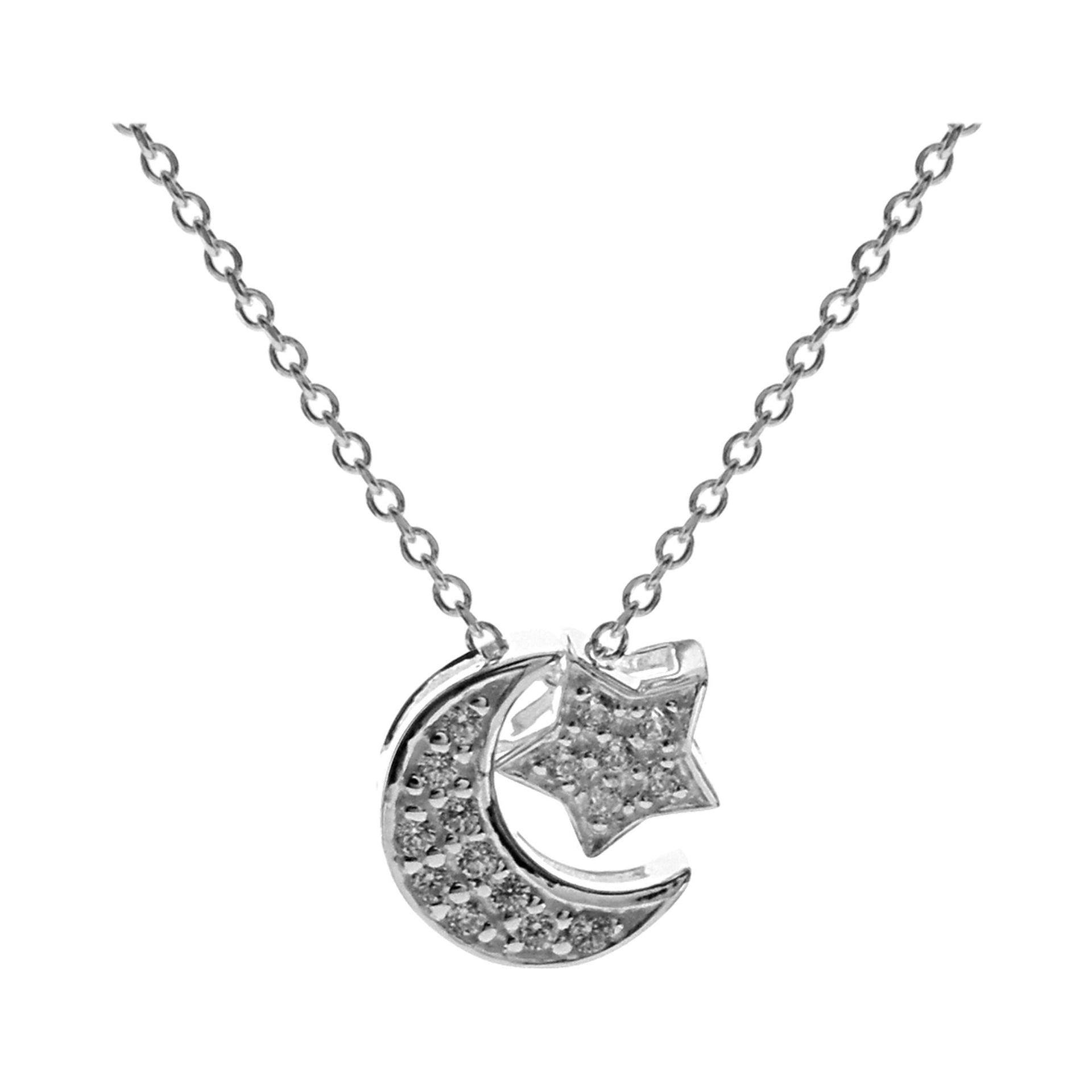 Natalie CZ-set moon & star necklace