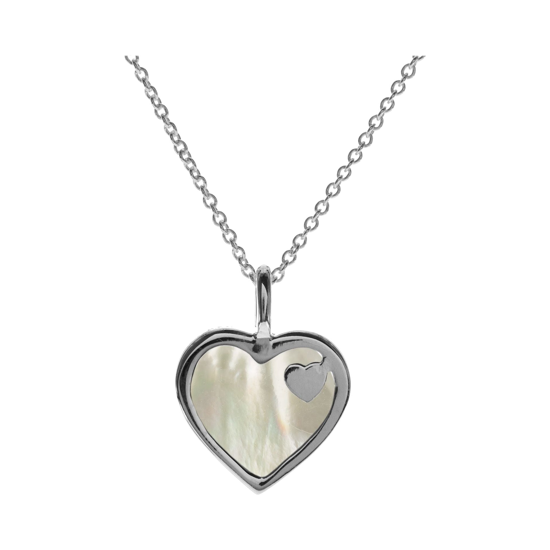 Bronwen mother of pearl heart in heart necklace